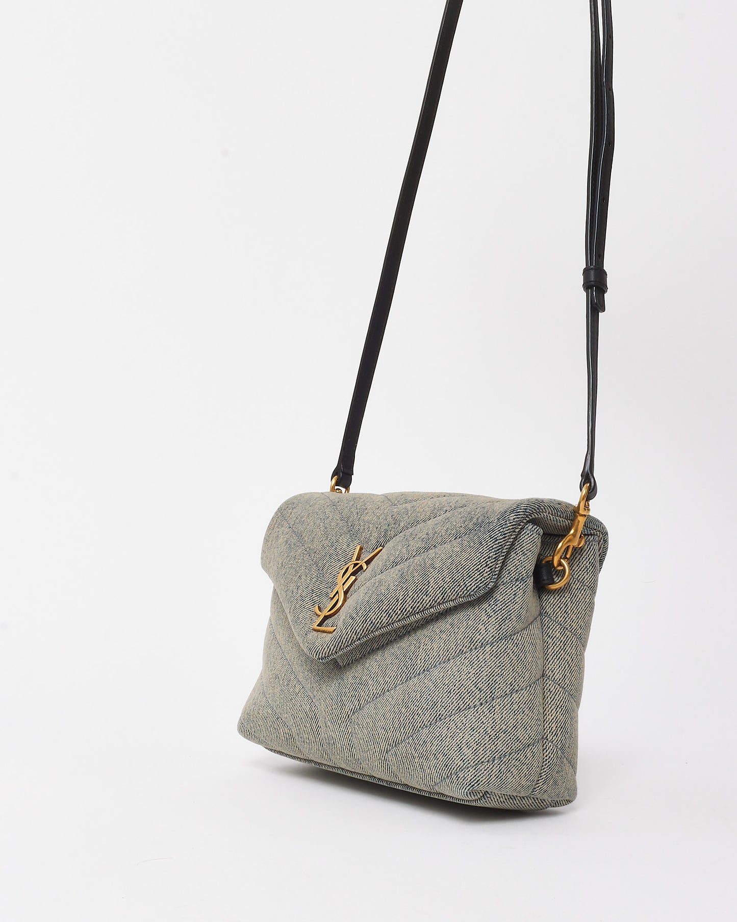 Saint Laurent Light Azure Blue Denim Toy LouLou Crossbody Bag GHW