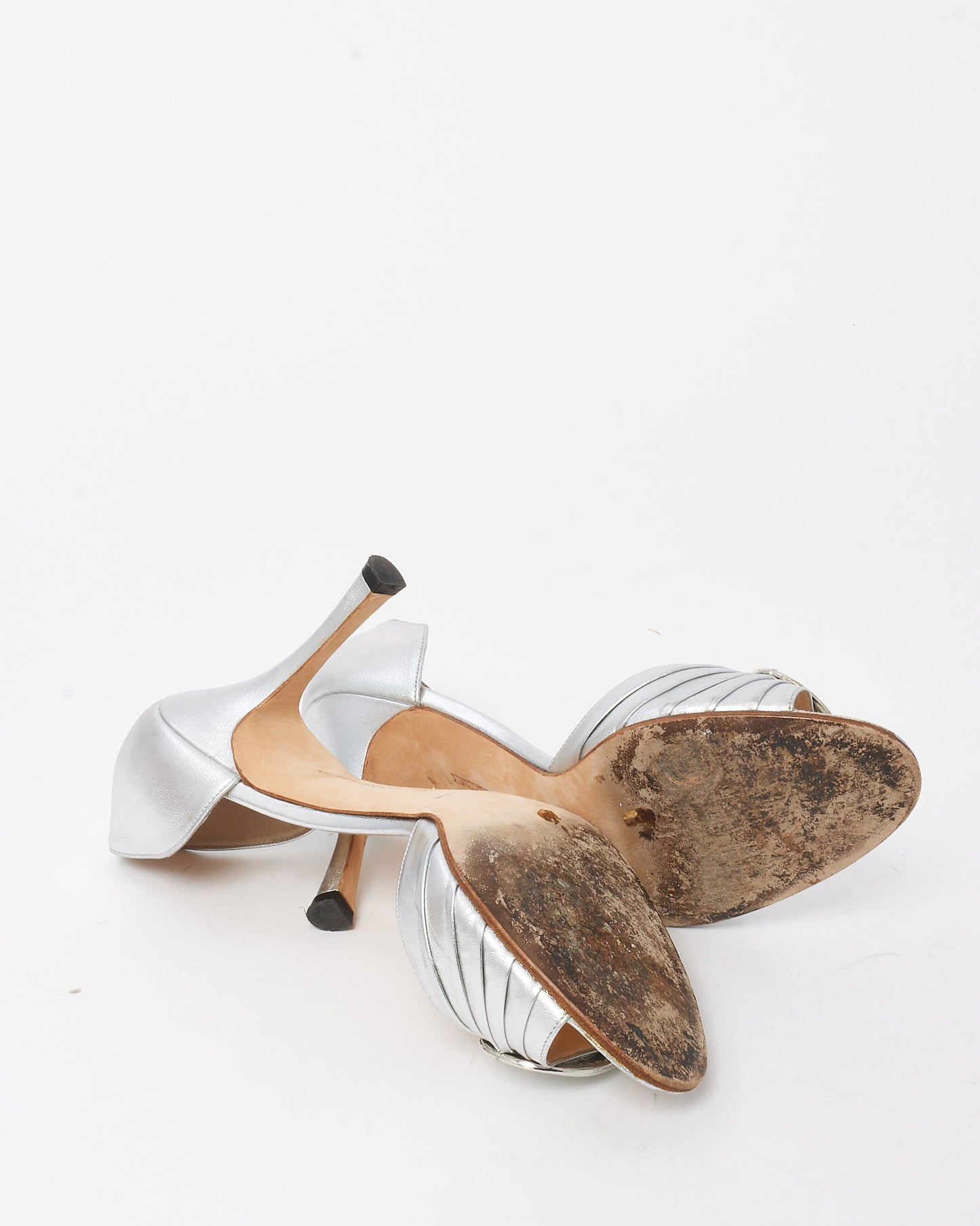 Manolo Blahnik Vintage Metallic Silver Sedaraby d'Orsay Pumps - 38