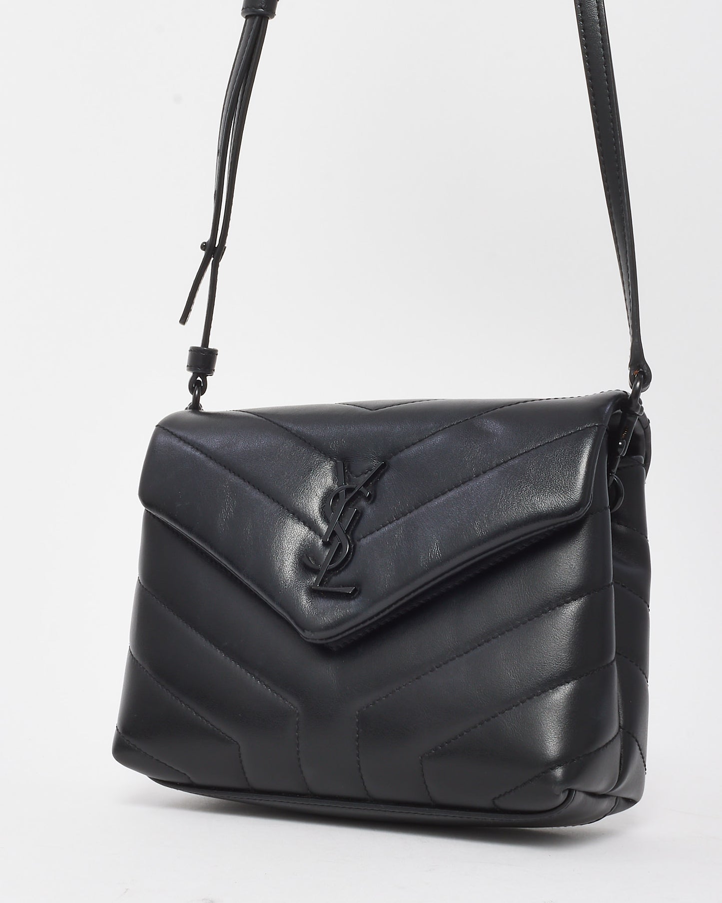 Saint Laurent Black Chevron Quilted Leather Toy Loulou Crossbody Bag BHW