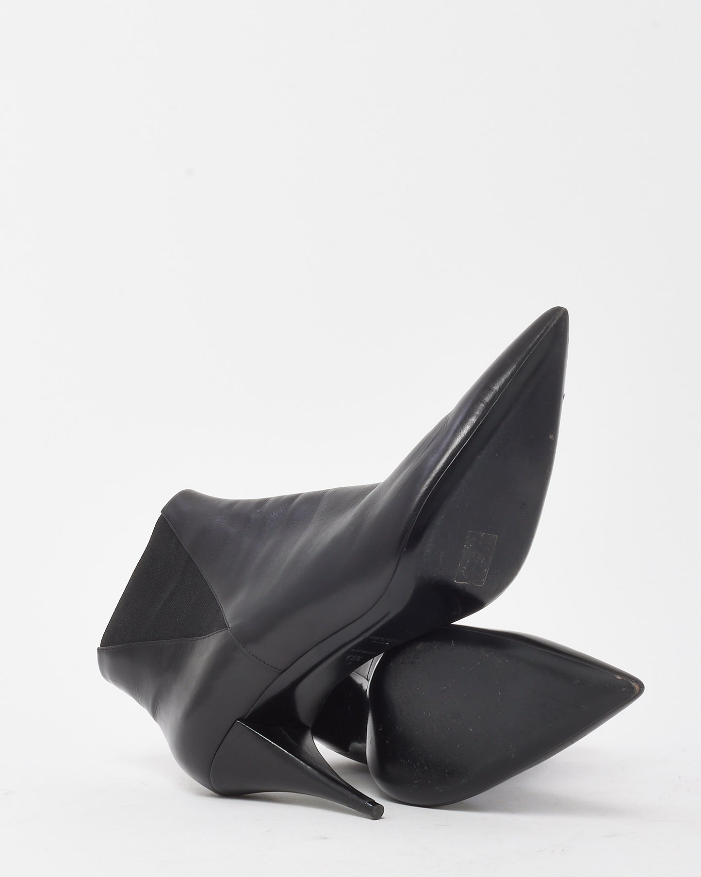 Saint Laurent Black Leather Kiki 85 Pointed Chelsea Boots - 41.5