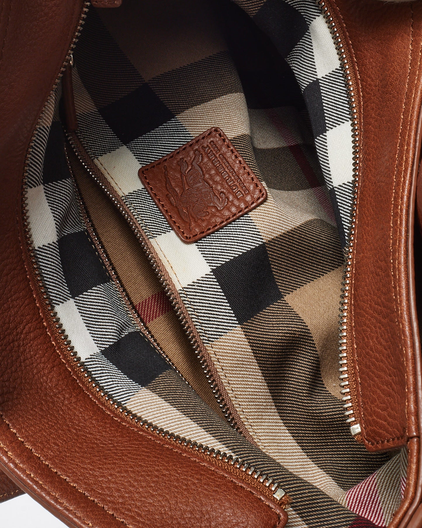 Burberry Tan Leather and Beige Canvas Logo XL Bucket Bag