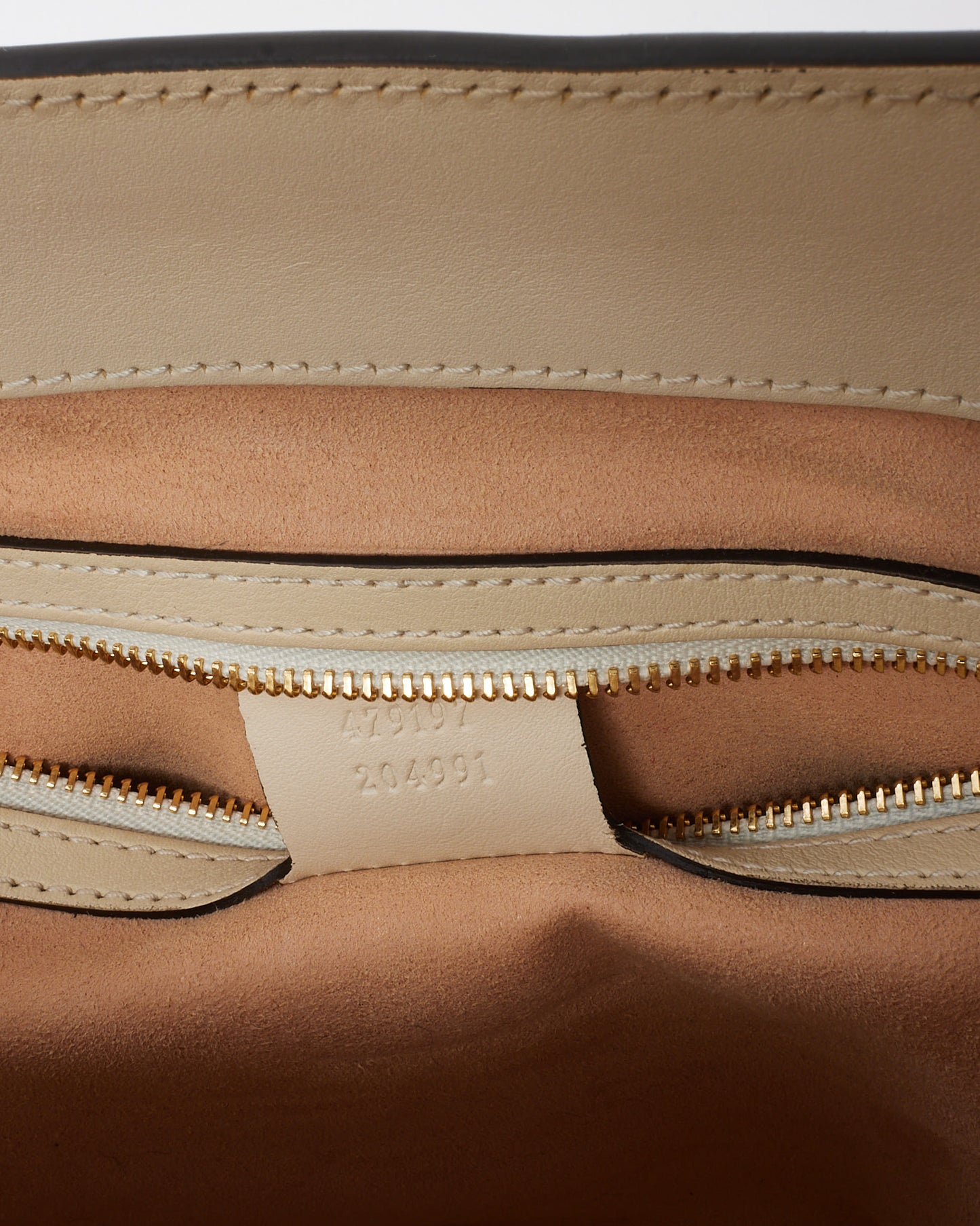 Gucci White Leather Beige/Ebony GG Supreme Coated Canvas Large Padlock Tote Bag