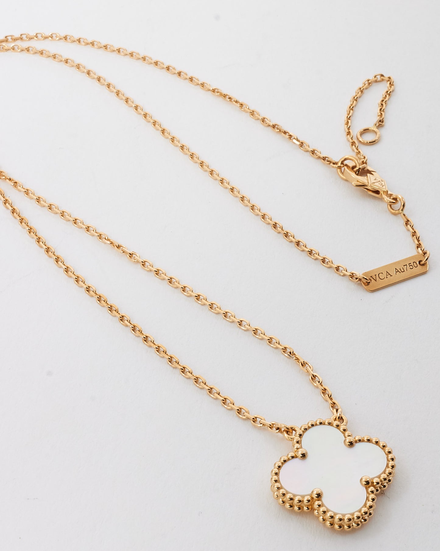 Van Cleef & Arpels 18K Yellow Gold and Mother-of-Pearl Vintage Alhambra Necklace