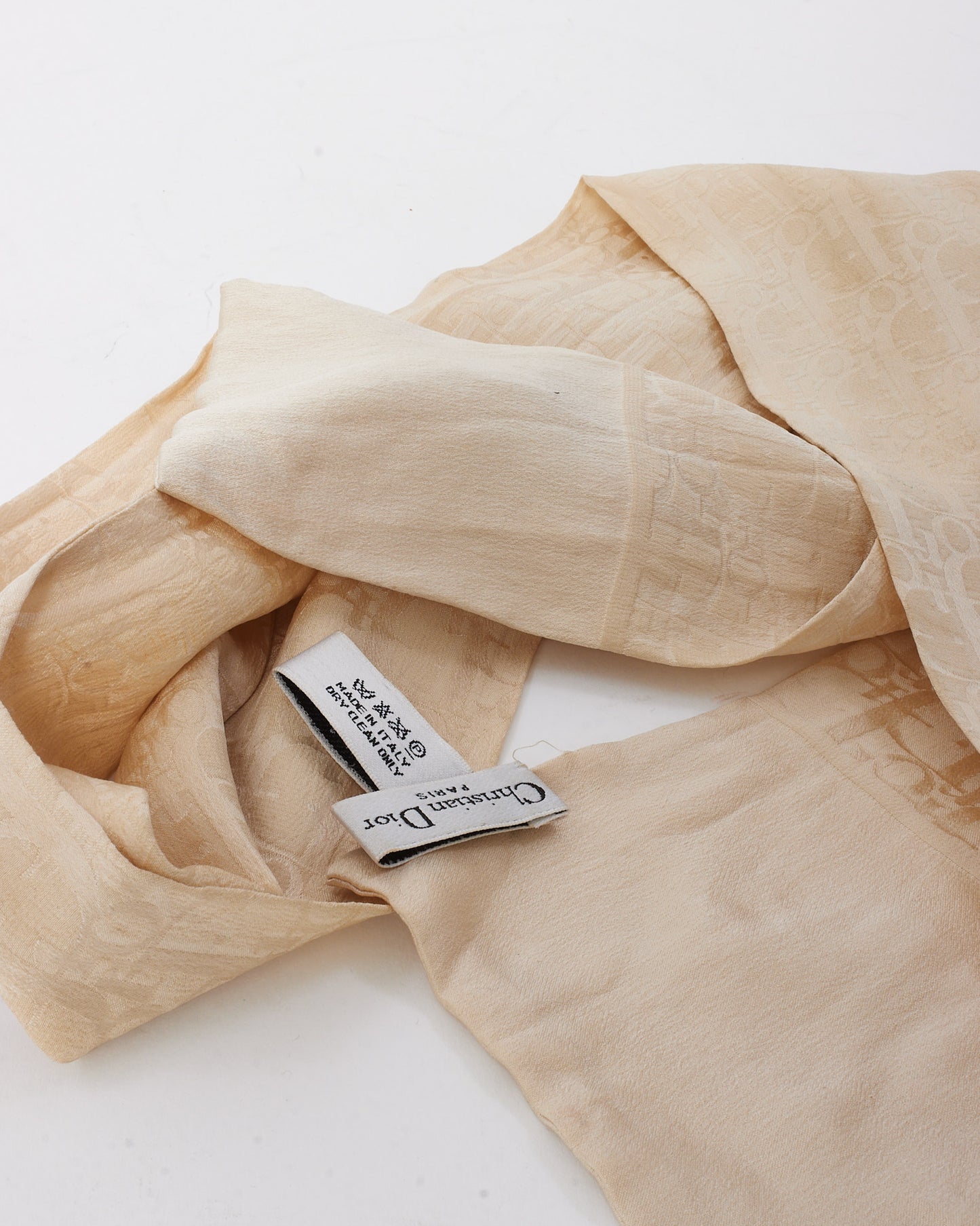 Dior Beige Monogram Oblique Silk Scarf