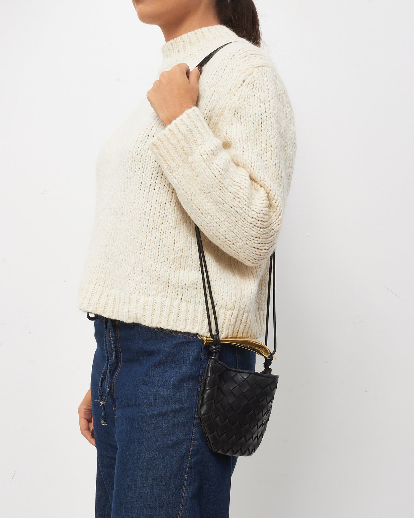 Bottega Veneta Black Intrecciato leather Baby Sardine Crossbody Bag