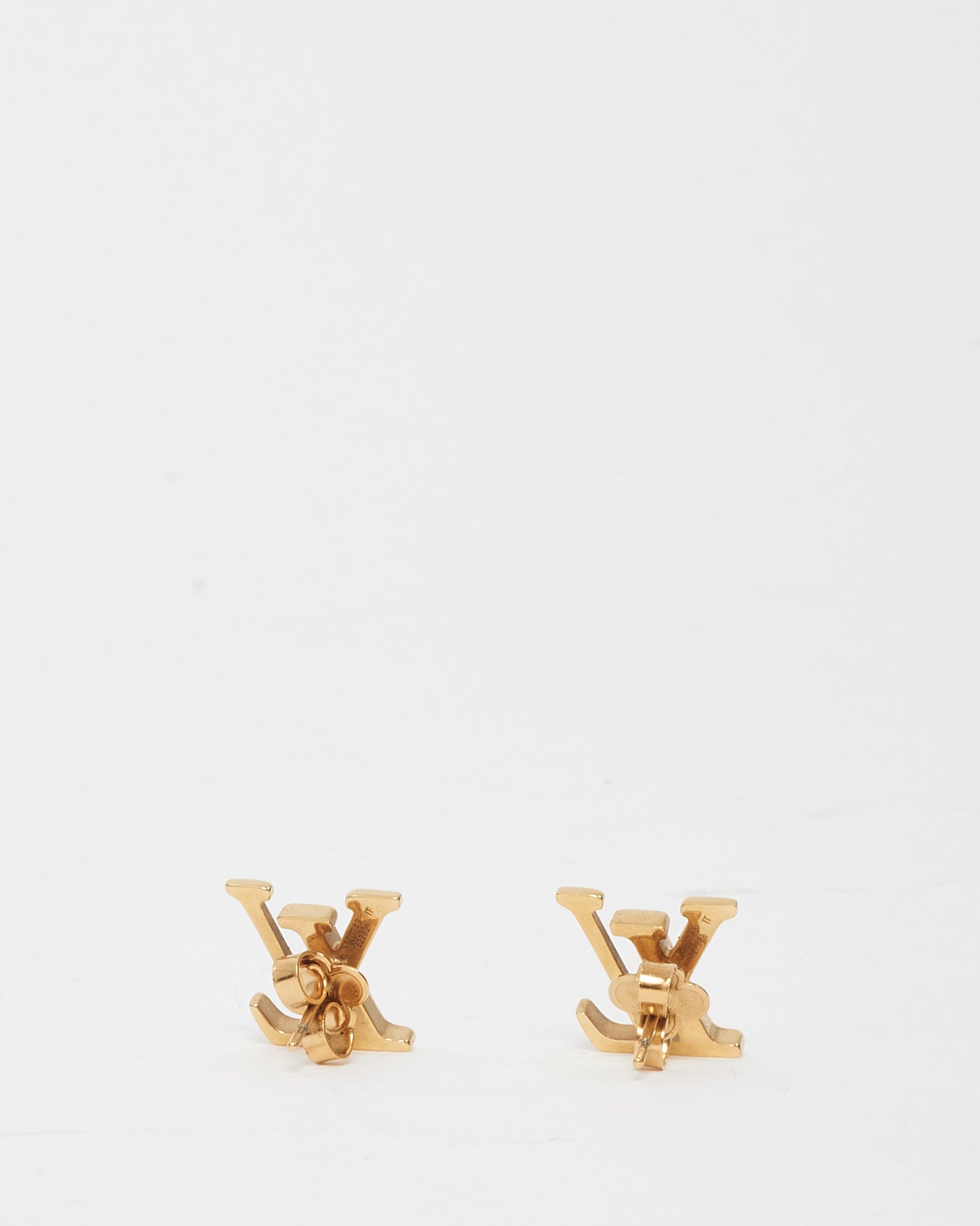 Louis Vuitton Gold Metal LV Logo Iconic Earrings