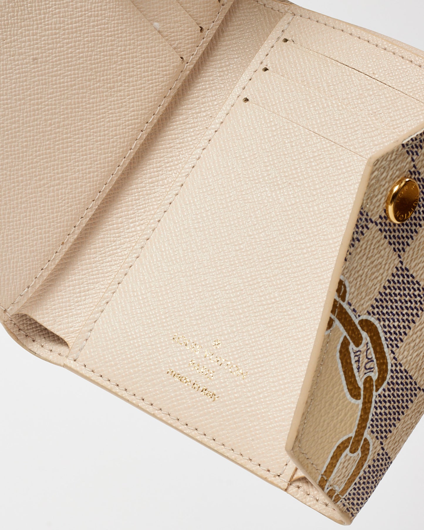 Louis Vuitton White Damier Azur Chain Indiana Printed Victorine Wallet