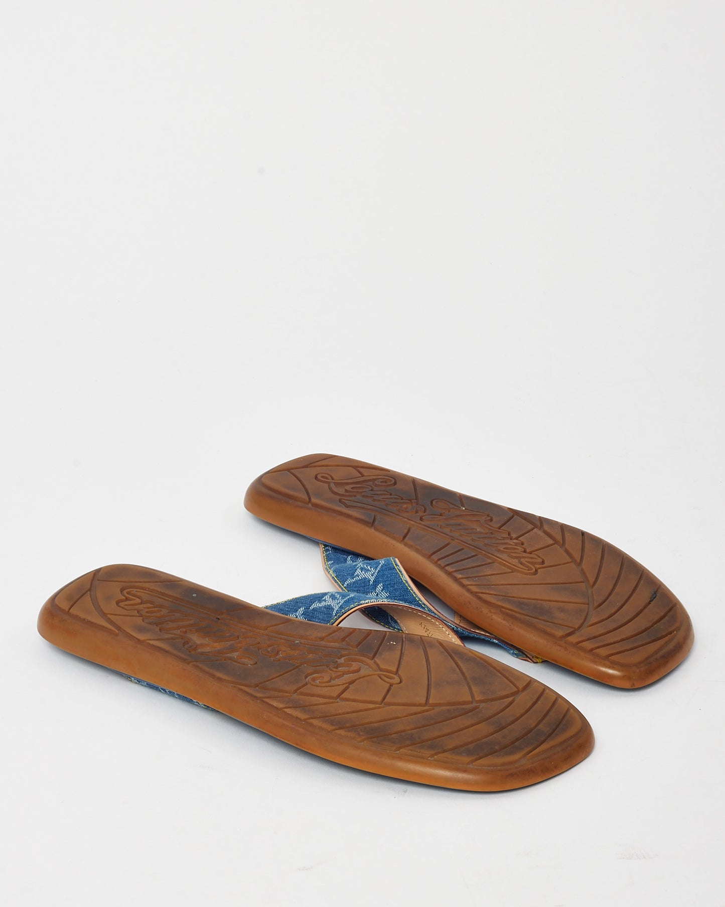 Louis Vuitton Blue Denim Monogram Flip Flops - 38.5