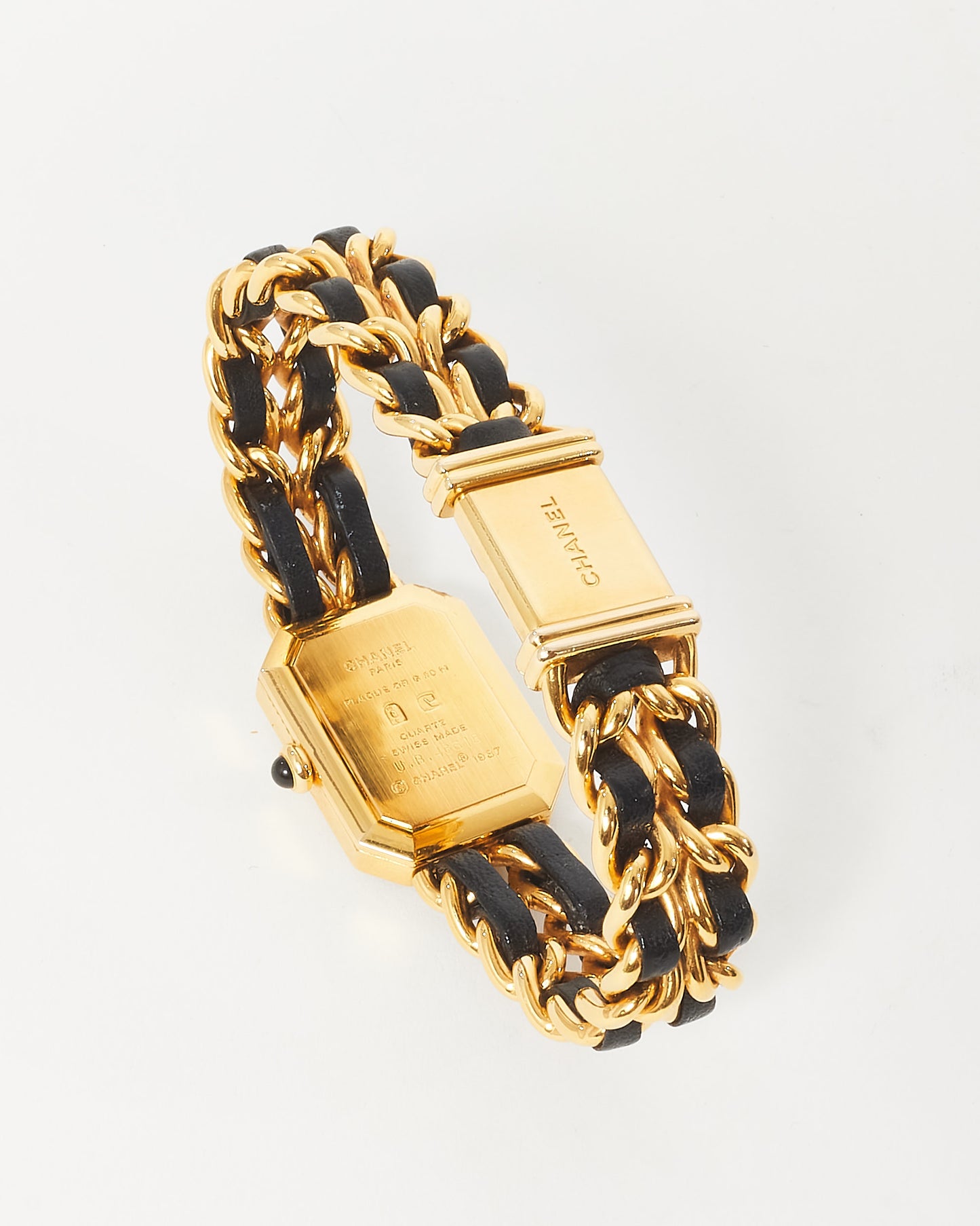 Chanel Gold & Black Leather Première Édition Watch - L
