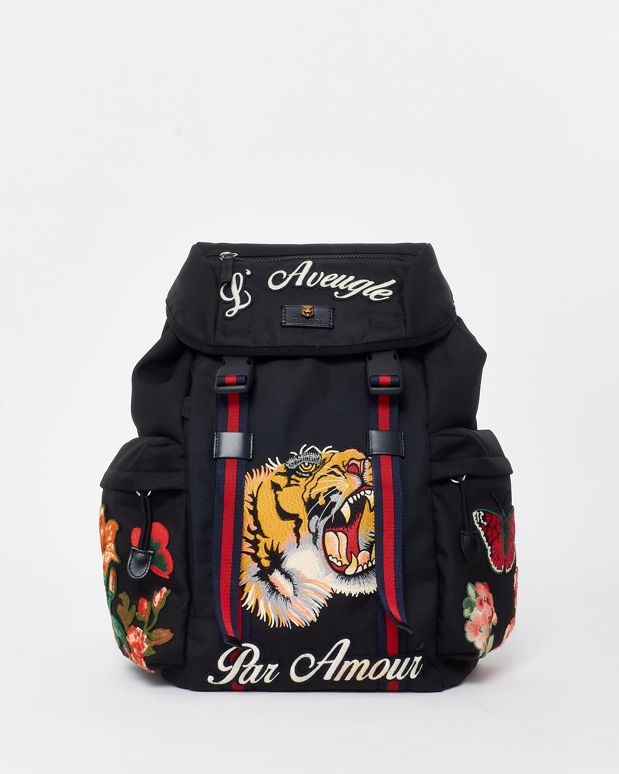 Buy Gucci Black Canvas Embroidered Patch L'Aveugle Par Amour
