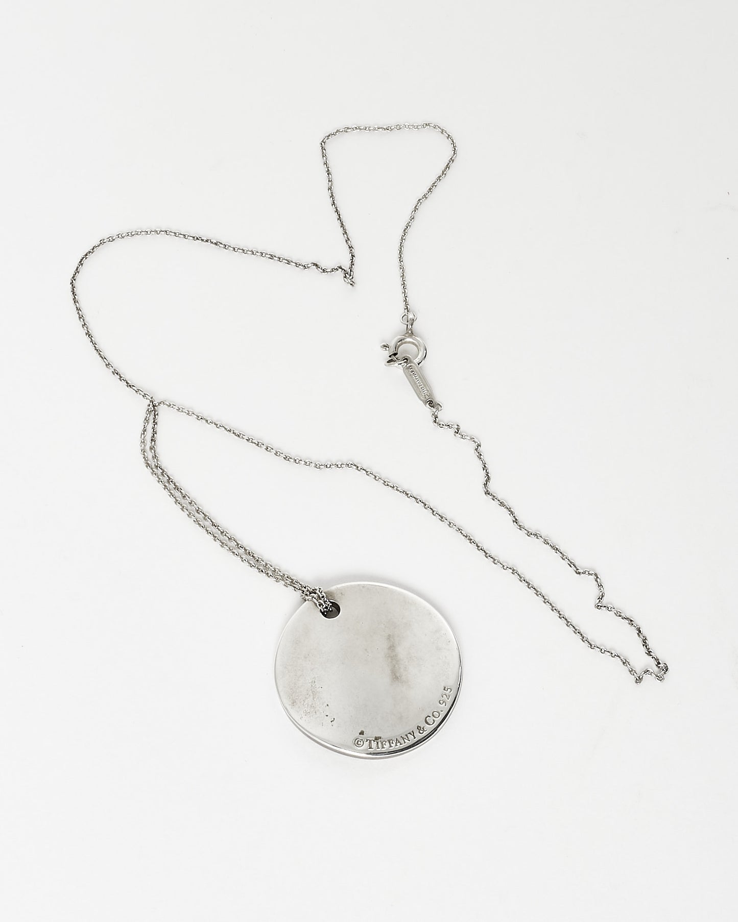 Tiffany & Co. Silver Notes 5TH Ave. New York Disc Pendant Necklace