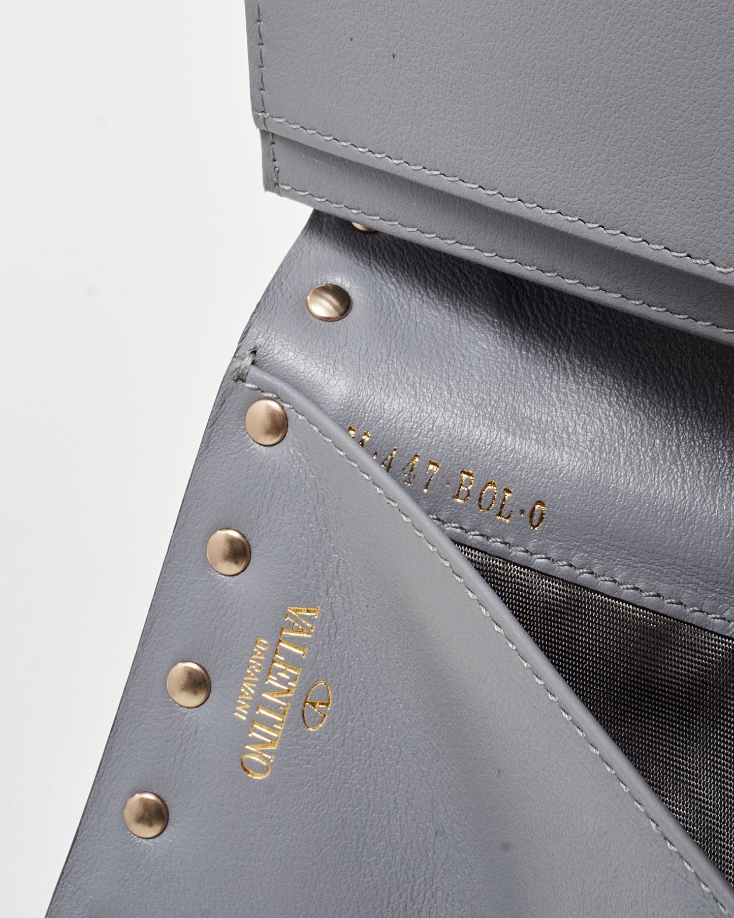 Valentino Grey Leather Rockstud Wristlet Wallet