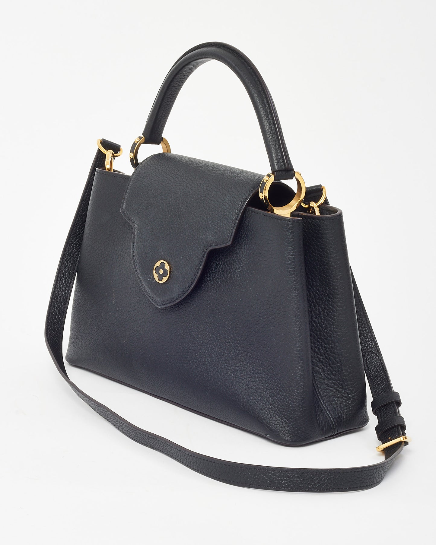 Louis Vuitton Black Taurillon Leather Capucines MM Bag