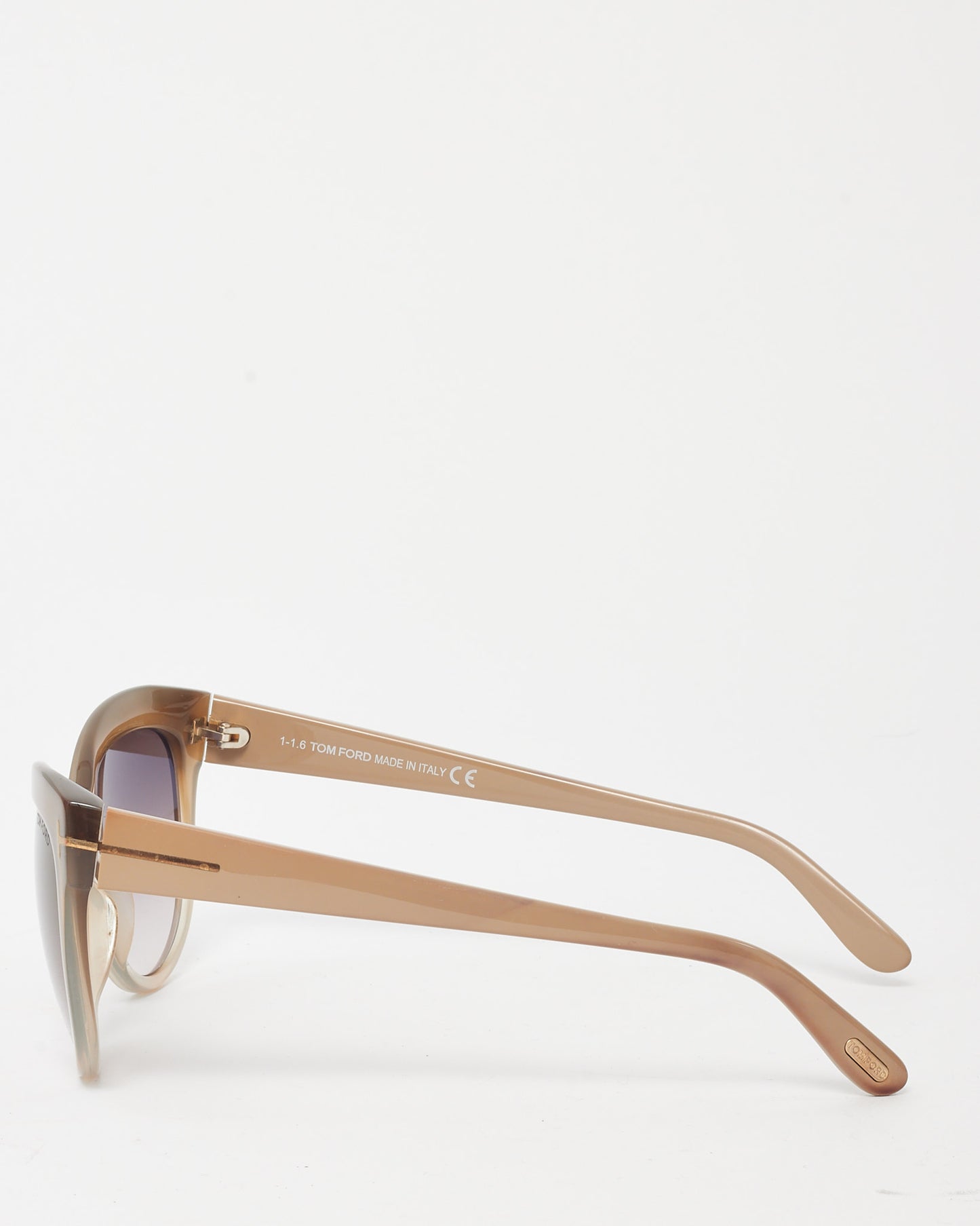 Tom Ford Light Brown Gradient Acetate Lily TF430 Cat Eye Sunglasses