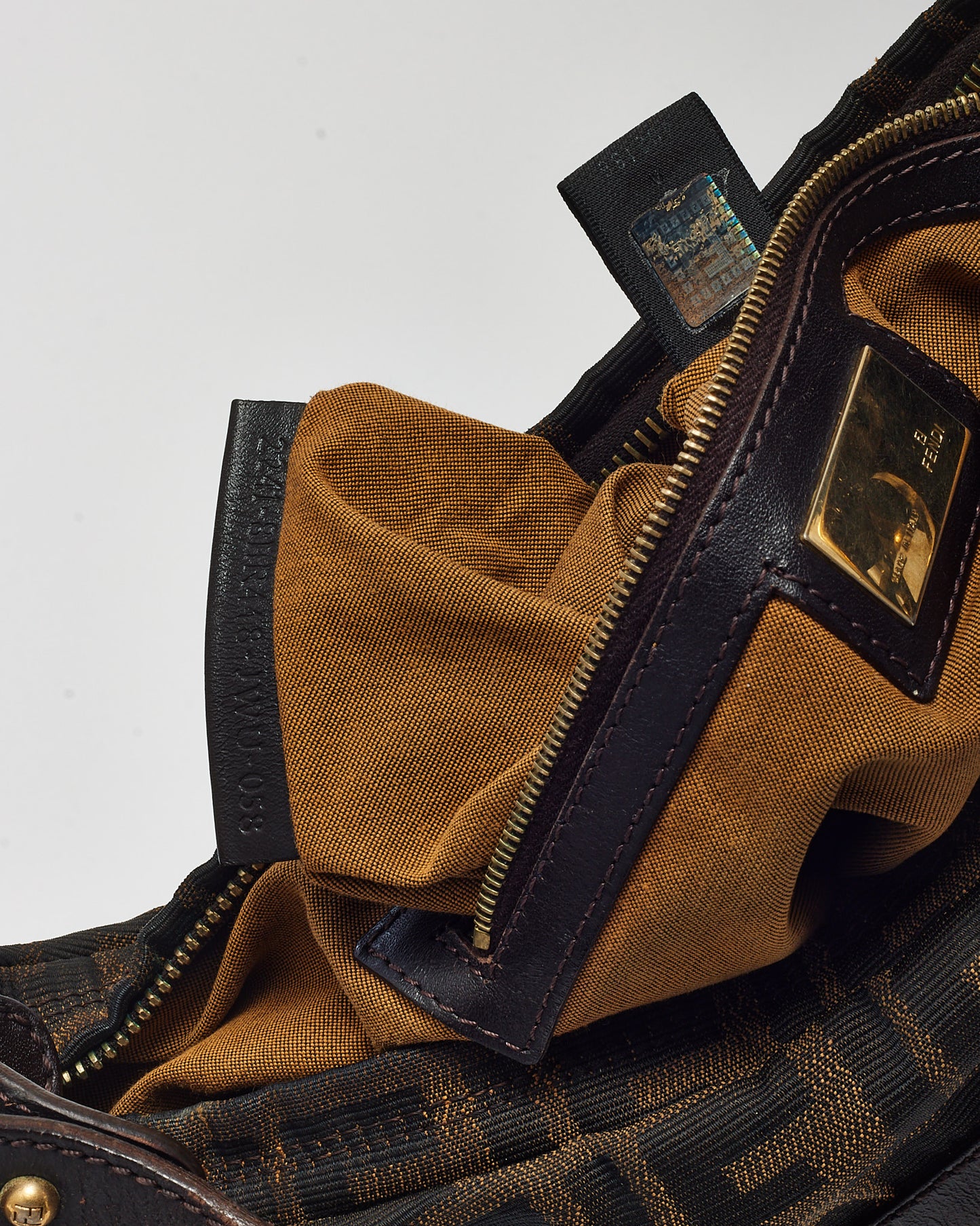 Fendi Brown Tobacco FF Zucca Print Canvas Chef Shoulder Bag