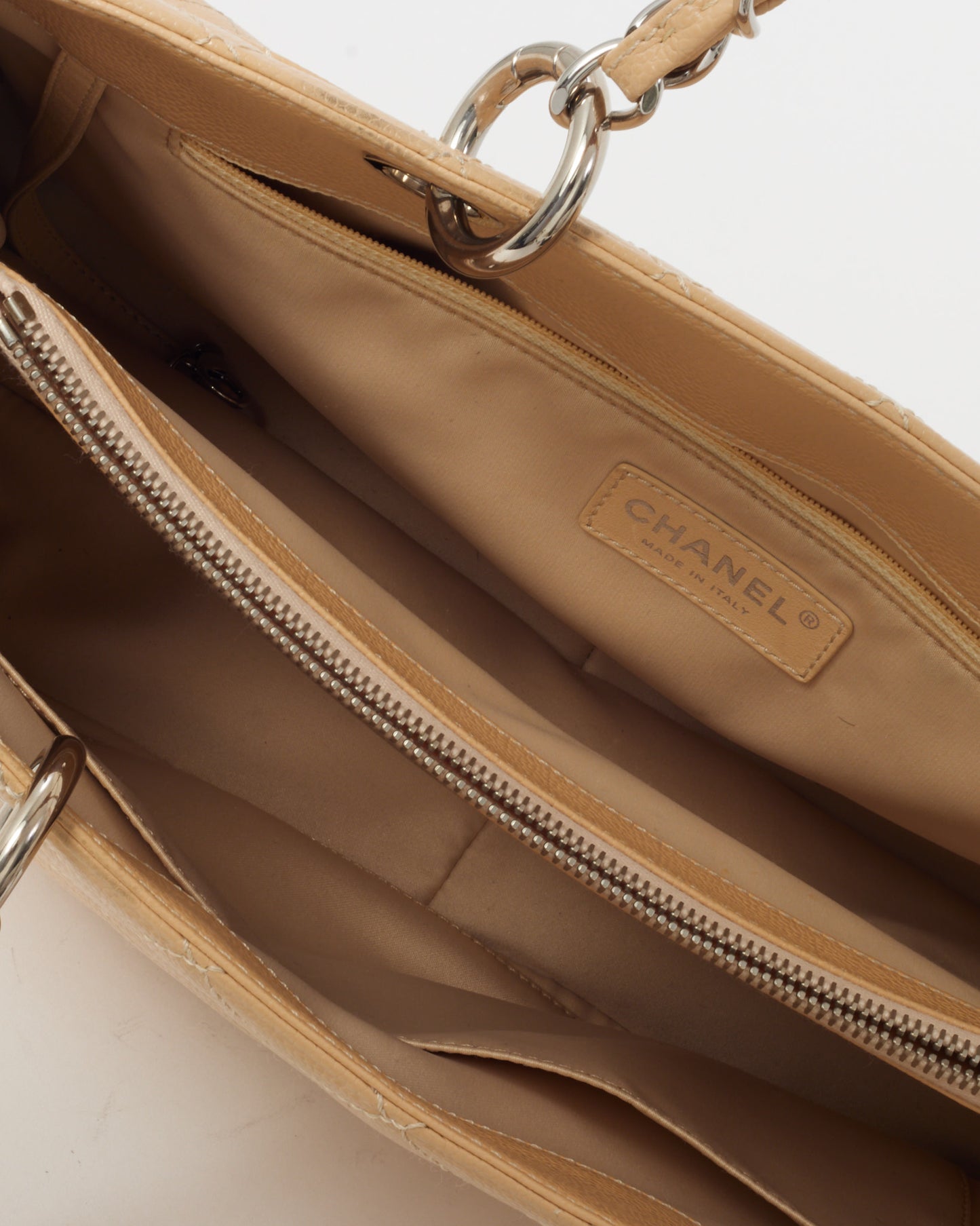 Chanel Beige Caviar Leather GST Shopper Tote Bag