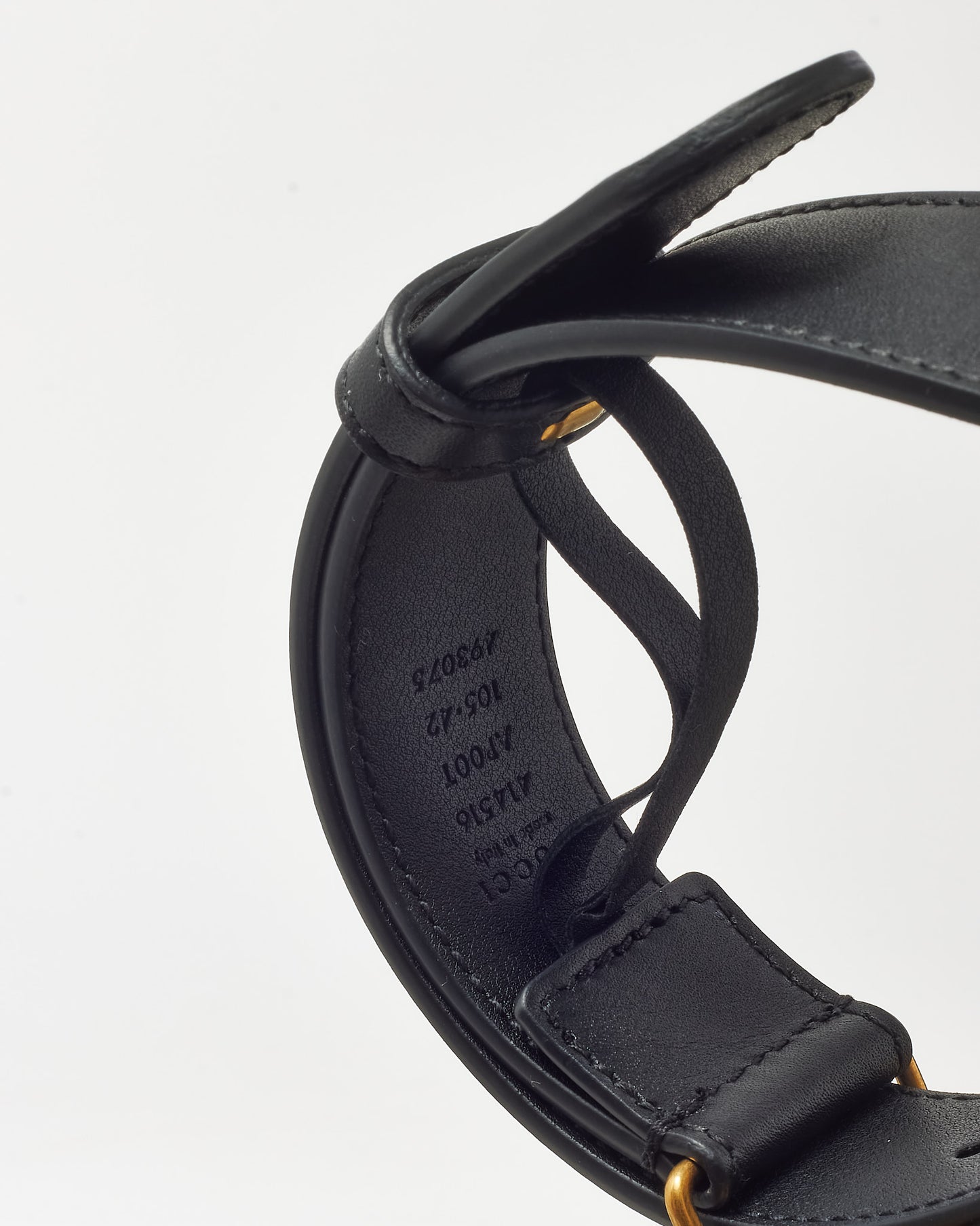 Gucci Black Leather Gold Medium Thin GG Marmont Belt - 105/36