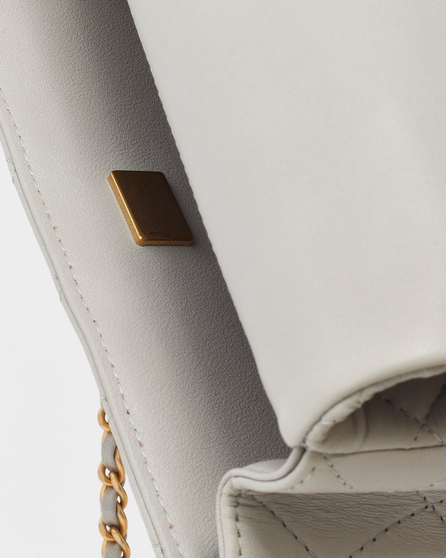 Chanel Light Grey Lambskin Leather Mini Top Handle Flap Bag GHW