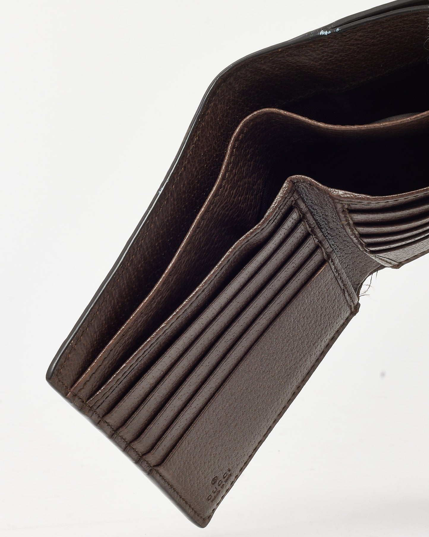 Gucci Brown Leather & GG Supreme Canvas Ophidia French Flap Wallet