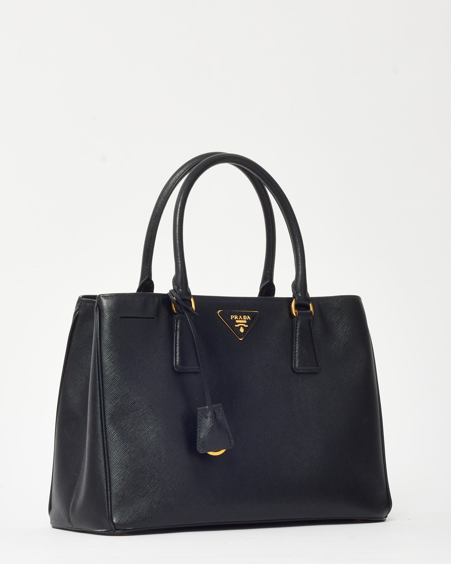 Prada Black Saffiano Leather Medium Galleria Double Zip Tote