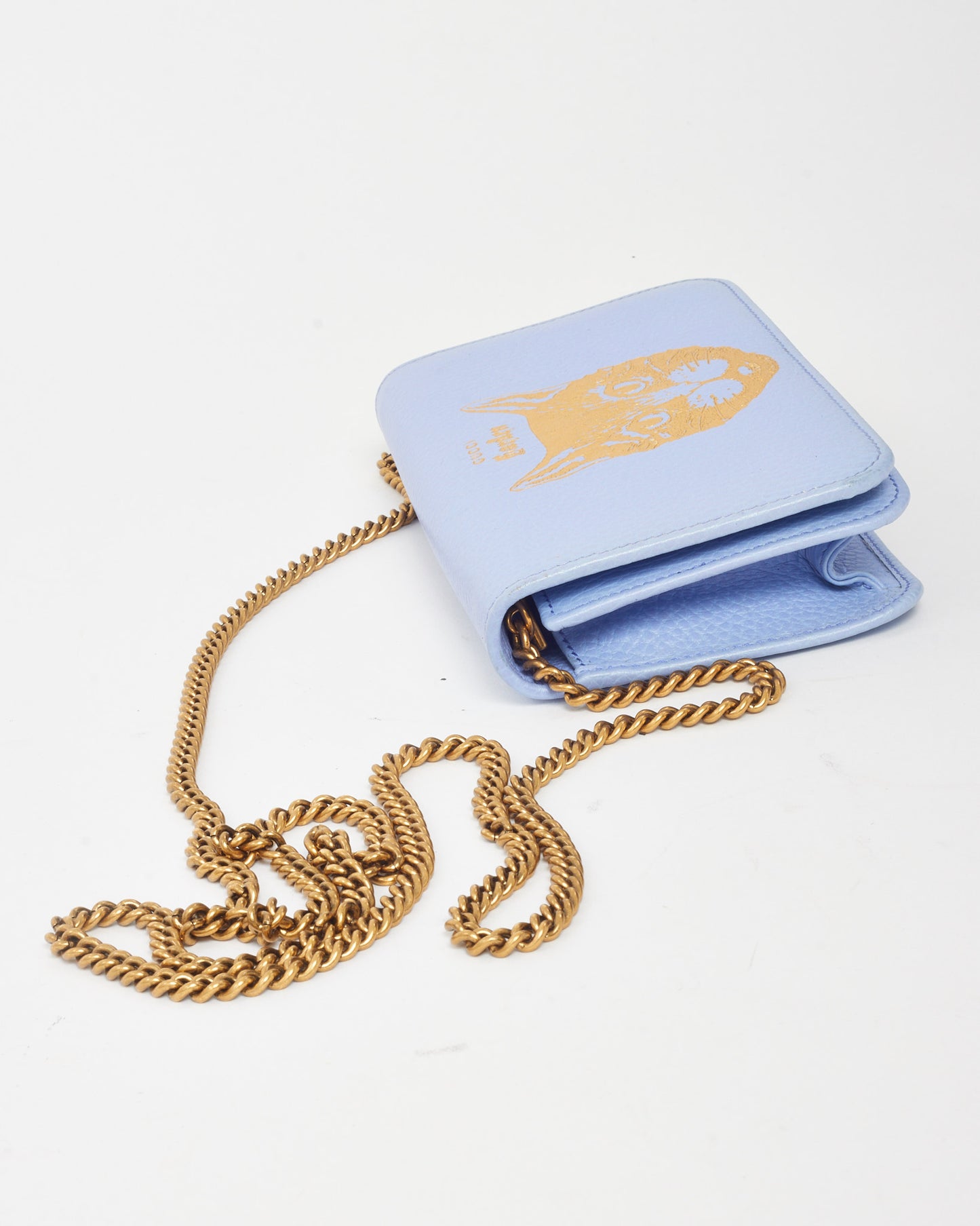 Gucci Purple Leather Gucci Garden Mystic Cat WOC Wallet On Chain Crossbody Bag