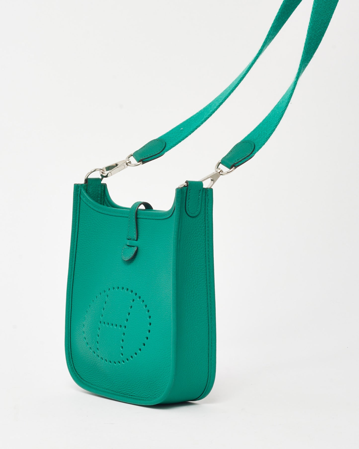 Hermès Green (Vert Jade) Clemence Leather Evelyne 16 TPM Crossbody PHW