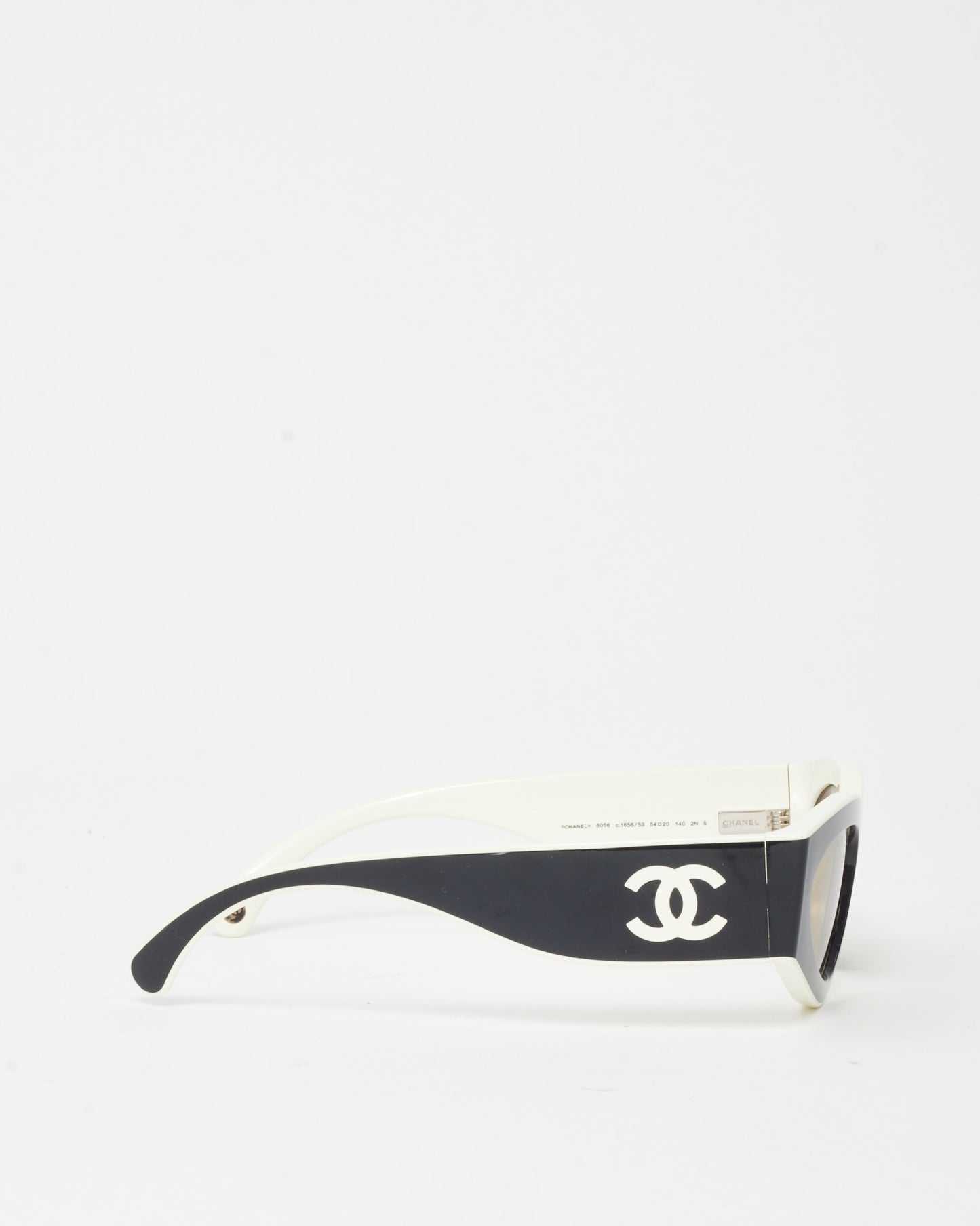 Chanel Black and White Cat Beige Lens 6056 Cat Eye Sunglasses