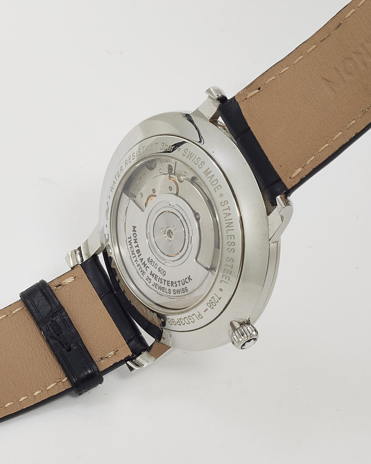 Montblanc Silver Steel, Black Croc Leather, Rose Gold Hour Markers 4810 Round Automatic 42mm Watch