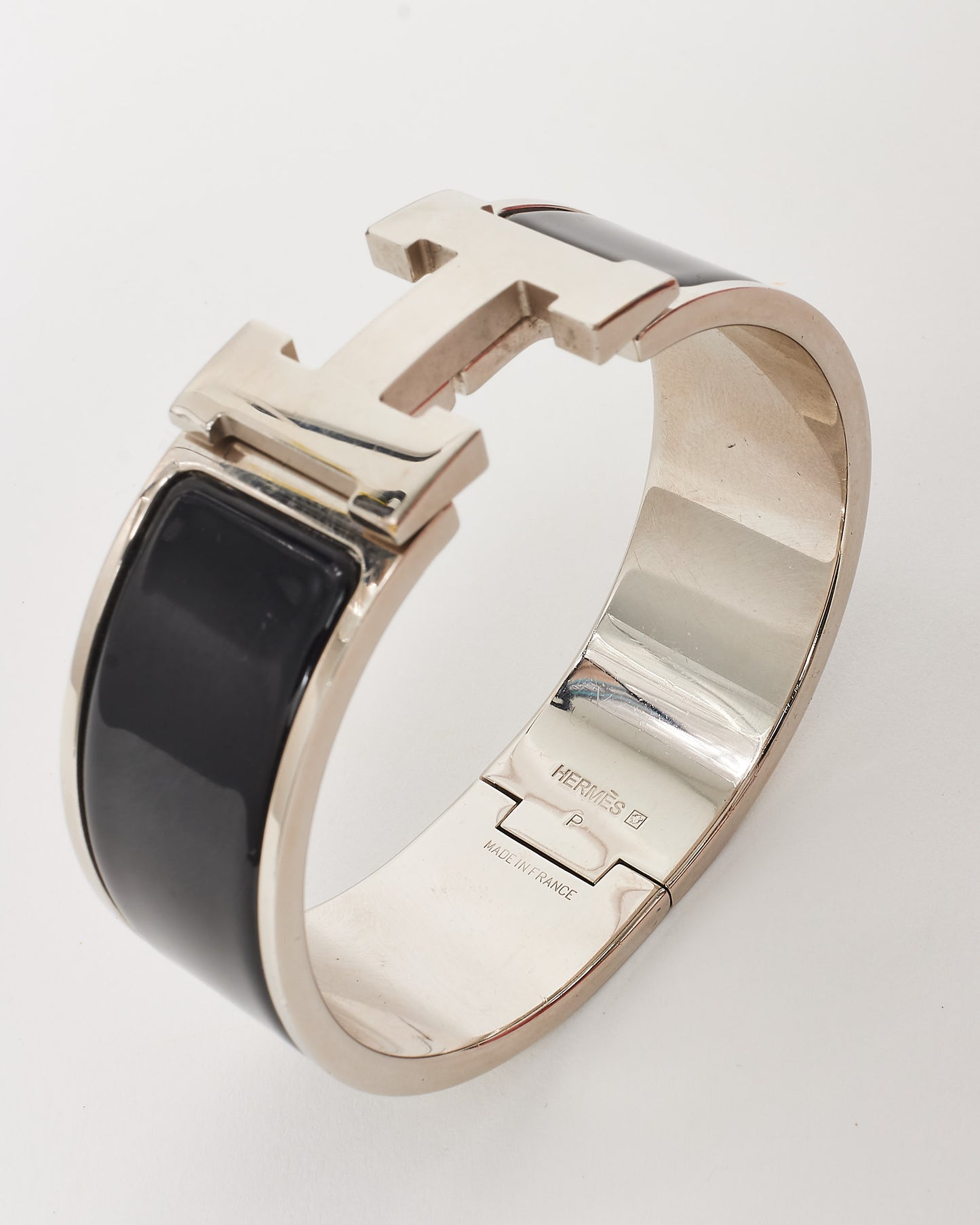 Hermès Black and Silver Enamel Clic Clac H Bracelet - PM