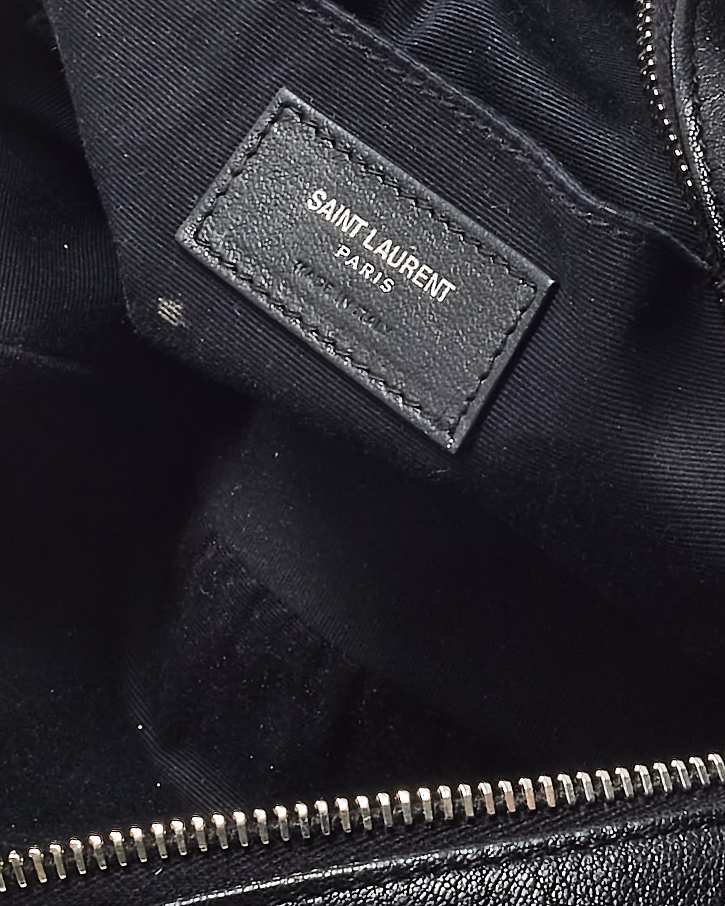 Saint Laurent Black Leather Embossed Logo Lou Camera Bag