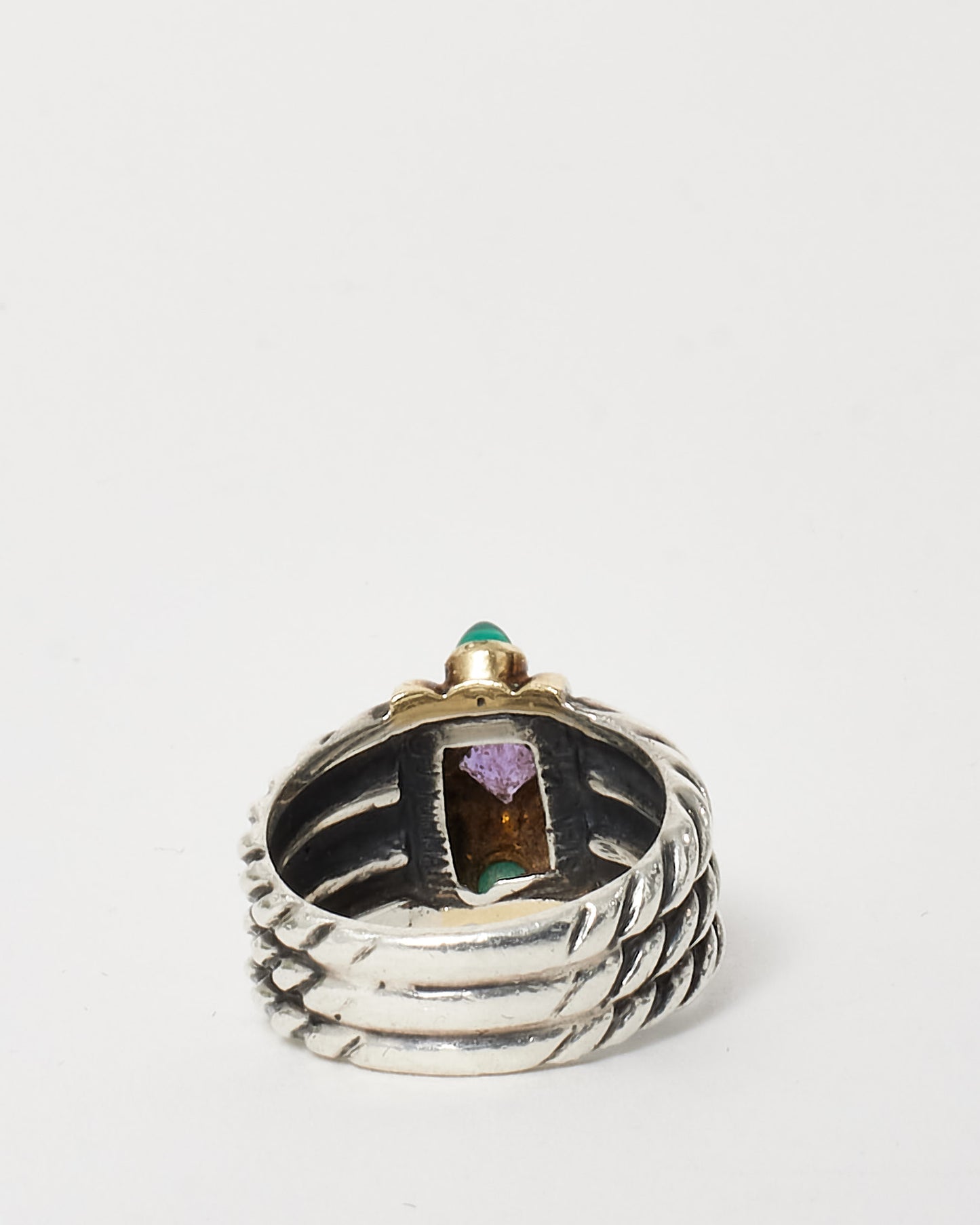 David Yurman 14K Gold & Sterling Silver Amethyst & Dyed Chalcedony Renaissance Ring - 6