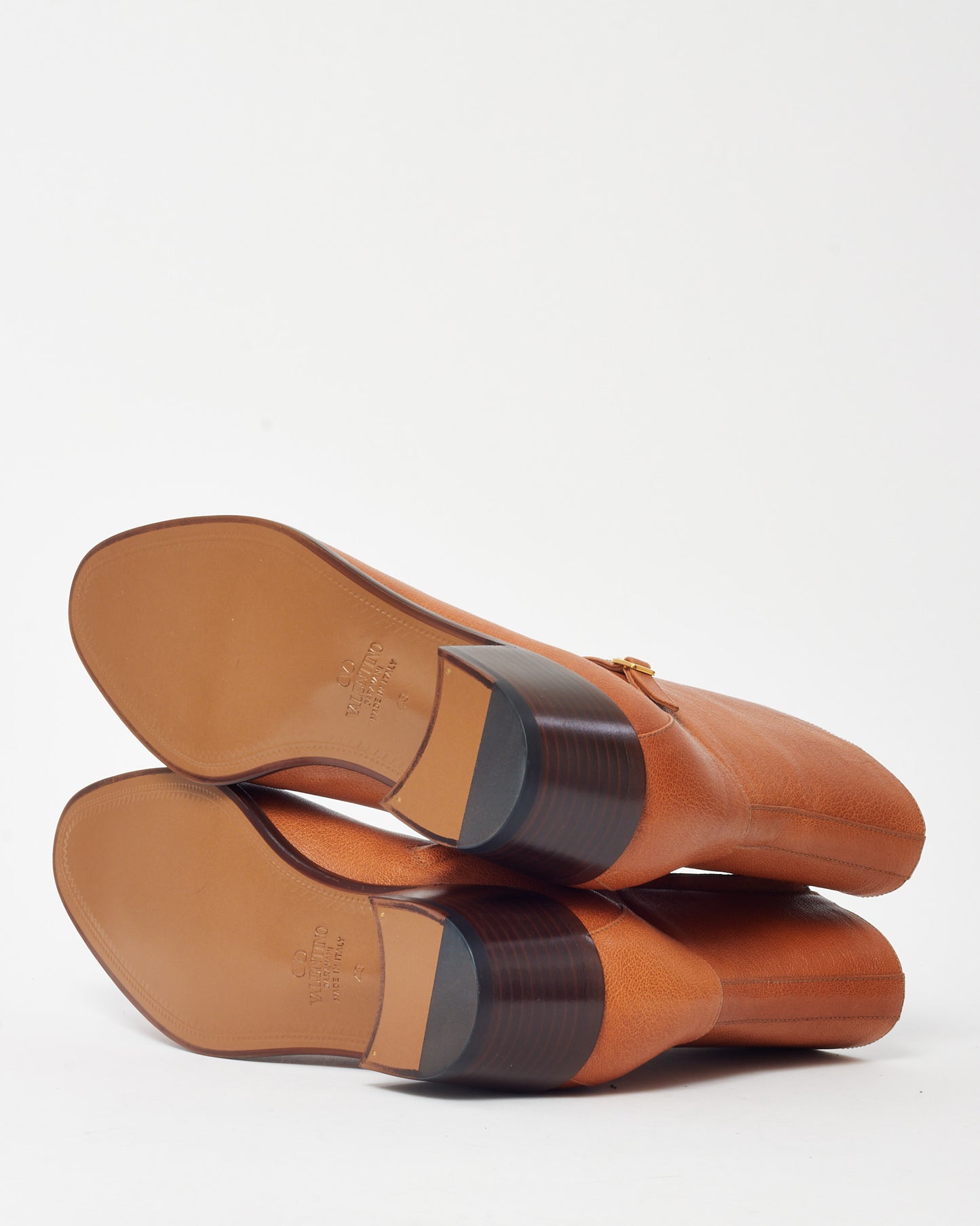 Valentino Men's Tan Leather Zip Up Pat Ankle Chelsea Boots - 43 MEN