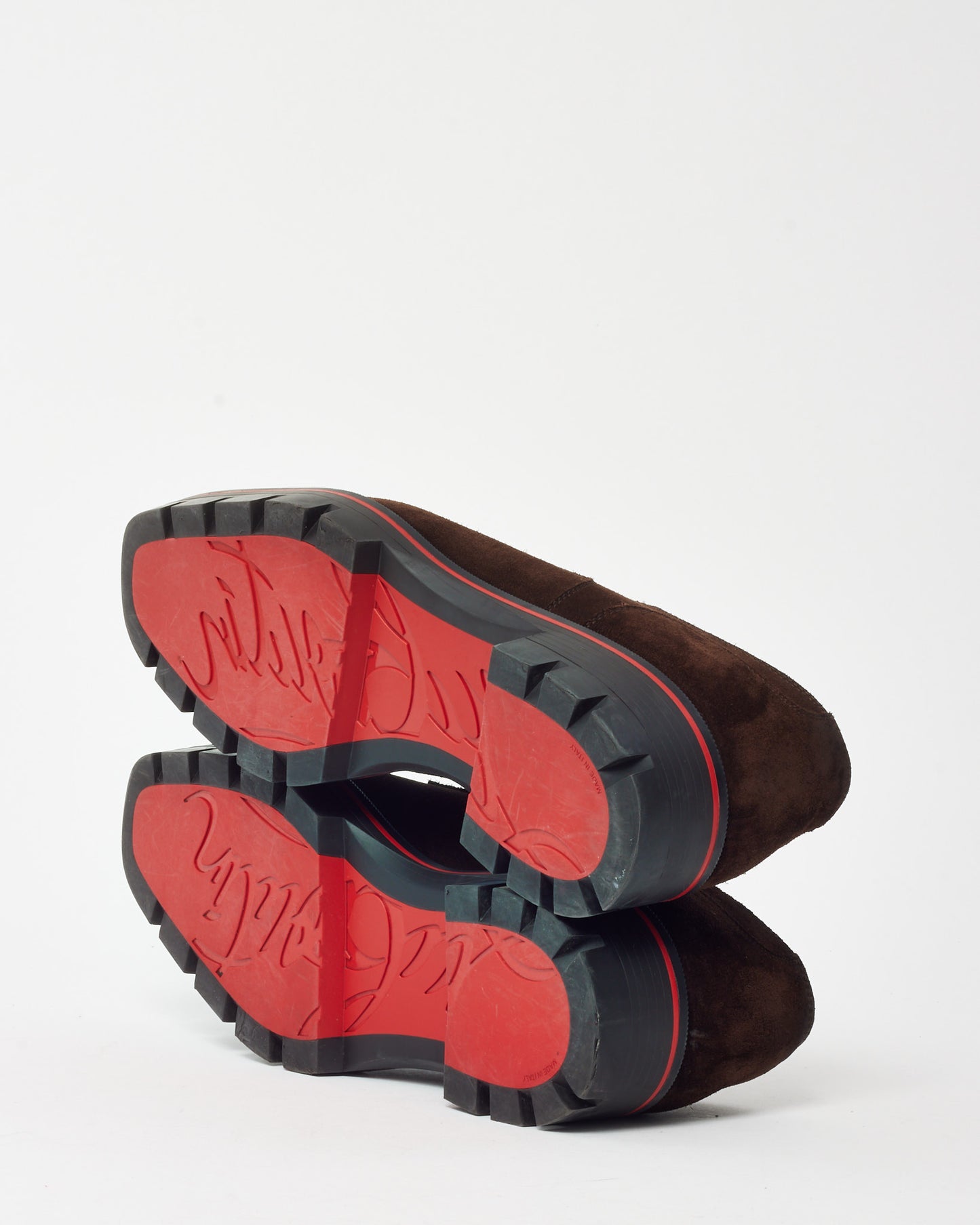 Christian Louboutin Men's Brown Suede Davisol Lace Up Derby Loafers - 41 MEN