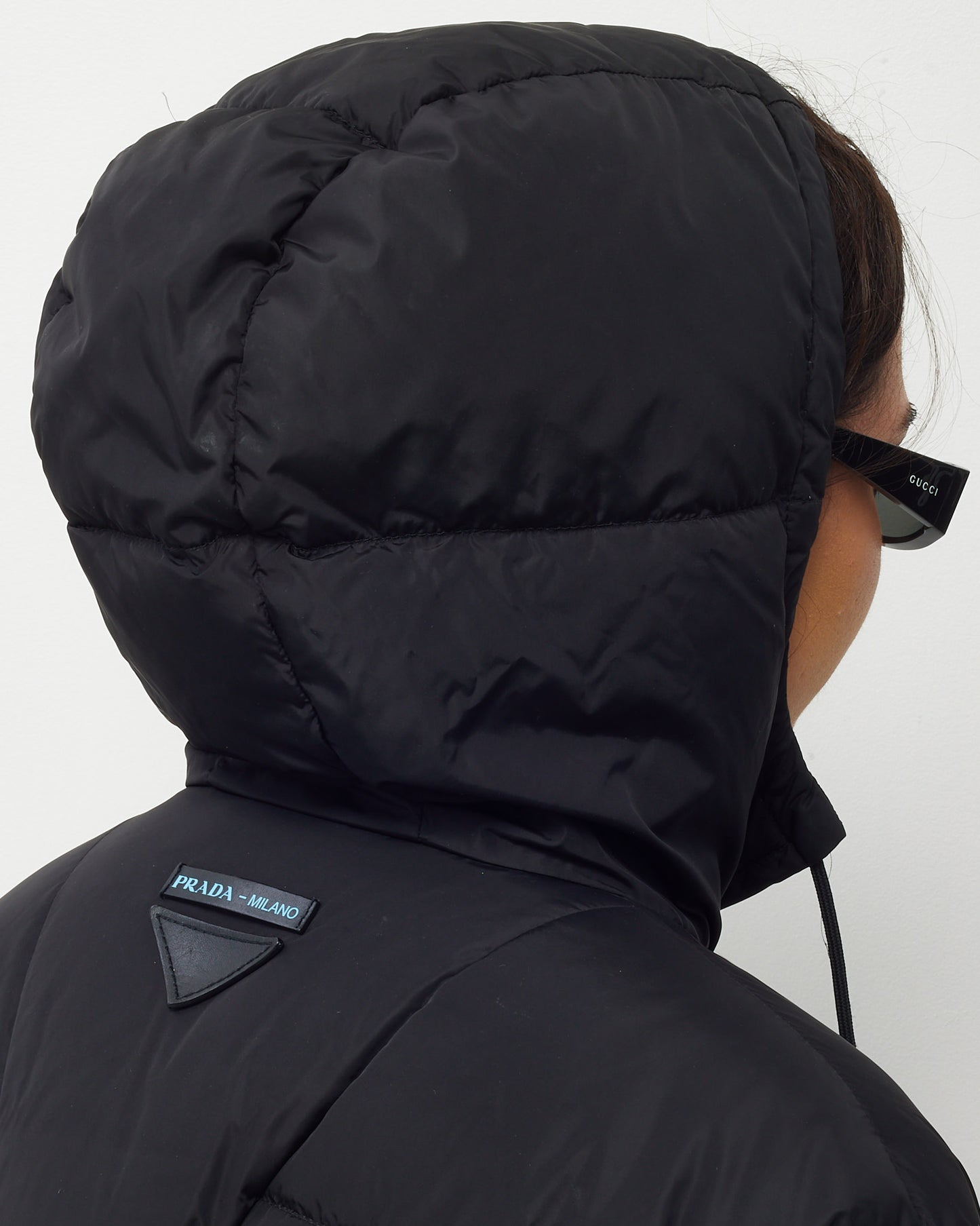 Prada Black Down Hooded Puffer Jacket - 36