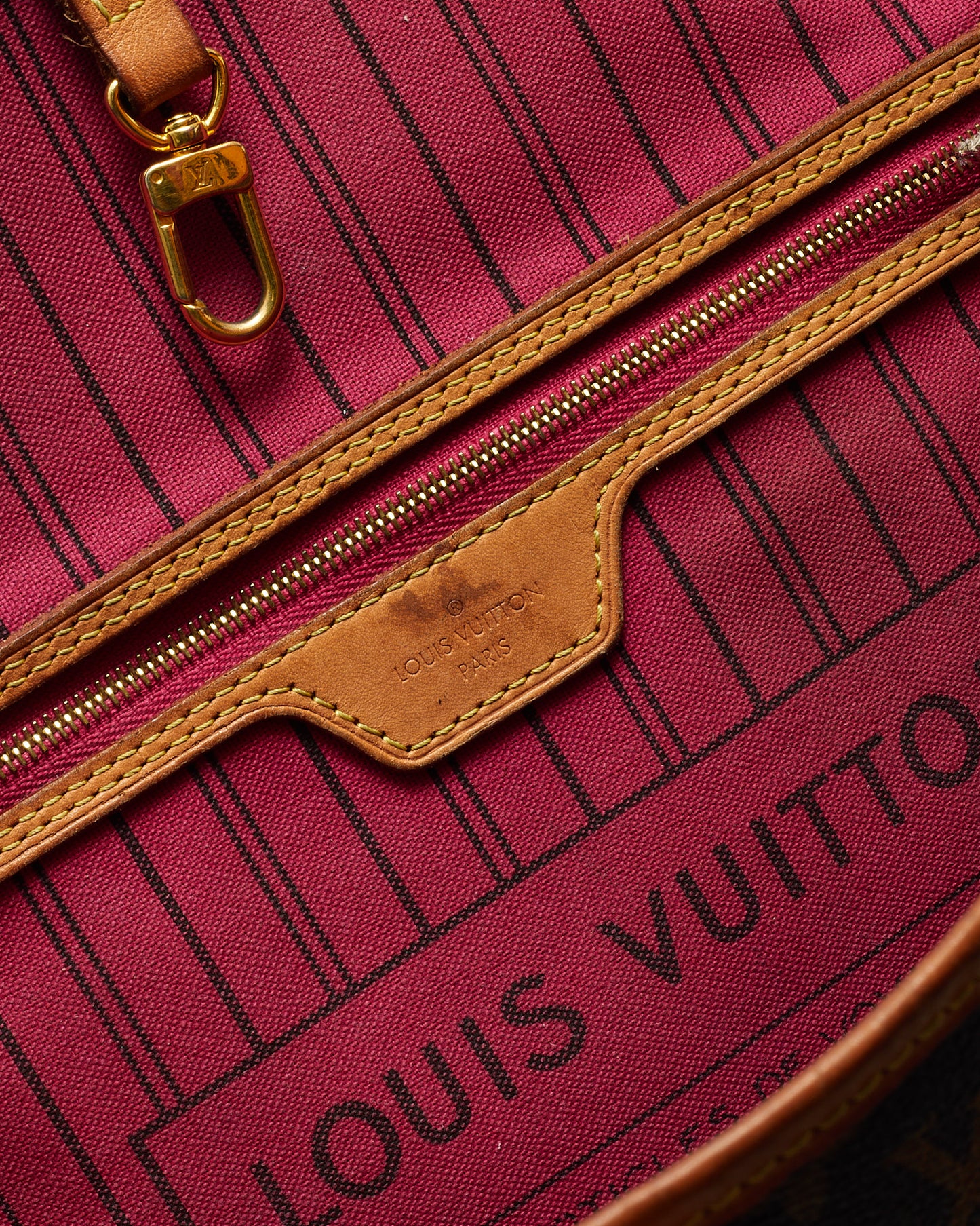 Louis Vuitton Monogram Canvas Fuchsia Interior Neverfull MM Bag with NO POUCH