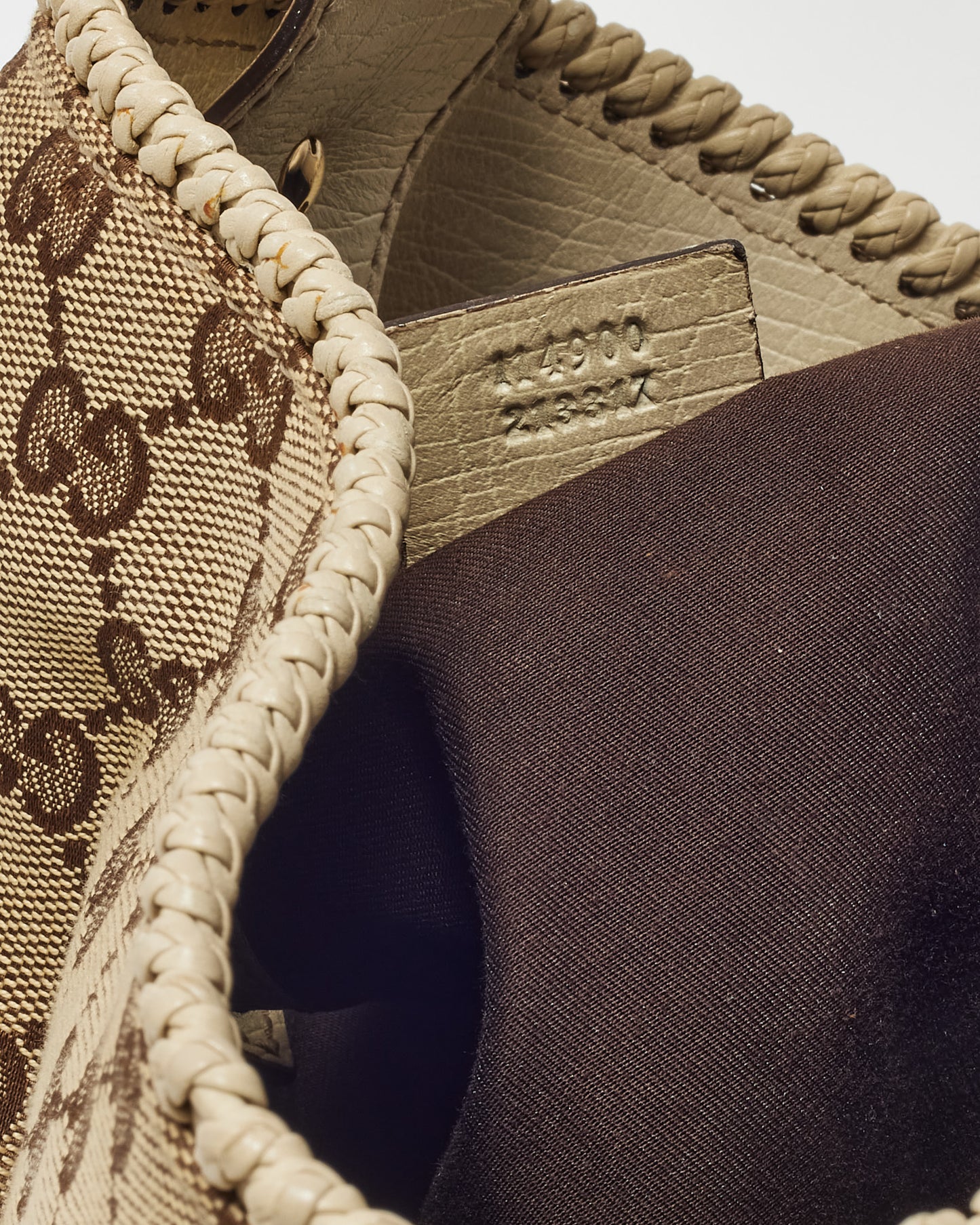 Gucci Beige and Brown GG Monogram Canvas White Leather Horsebit Hobo Shoulder Bag