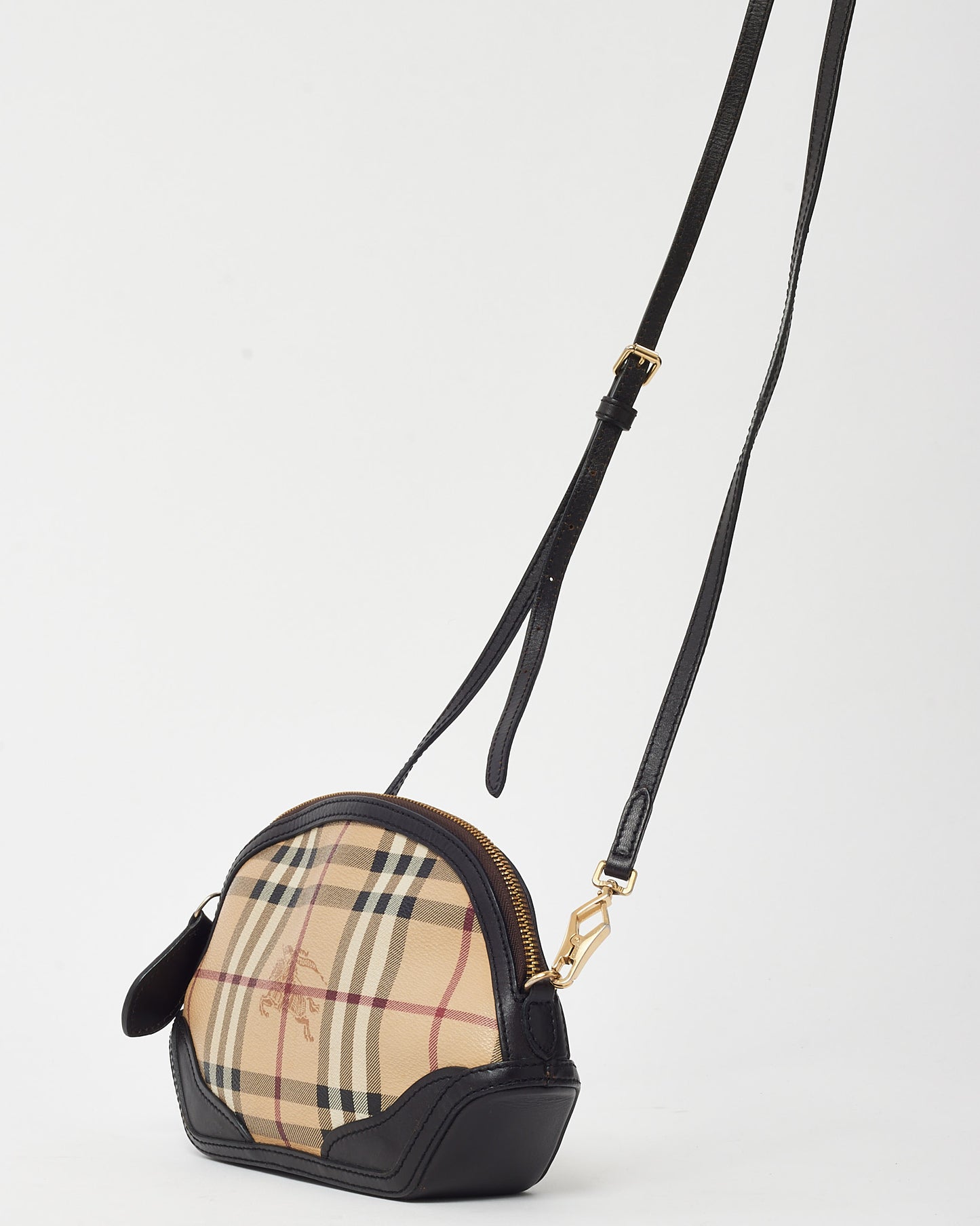 Burberry Brown Leather and Haymarket Check Coated Canvas Orchard Crossbody Bag