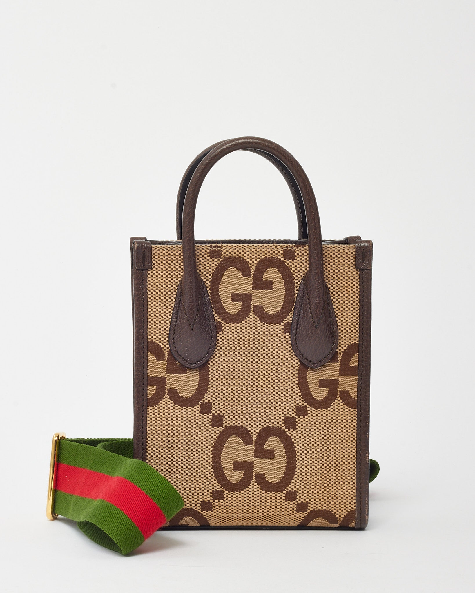 Buy Gucci Beige and Brown Jumbo GG Monogram Canvas Mini 2Way Tote