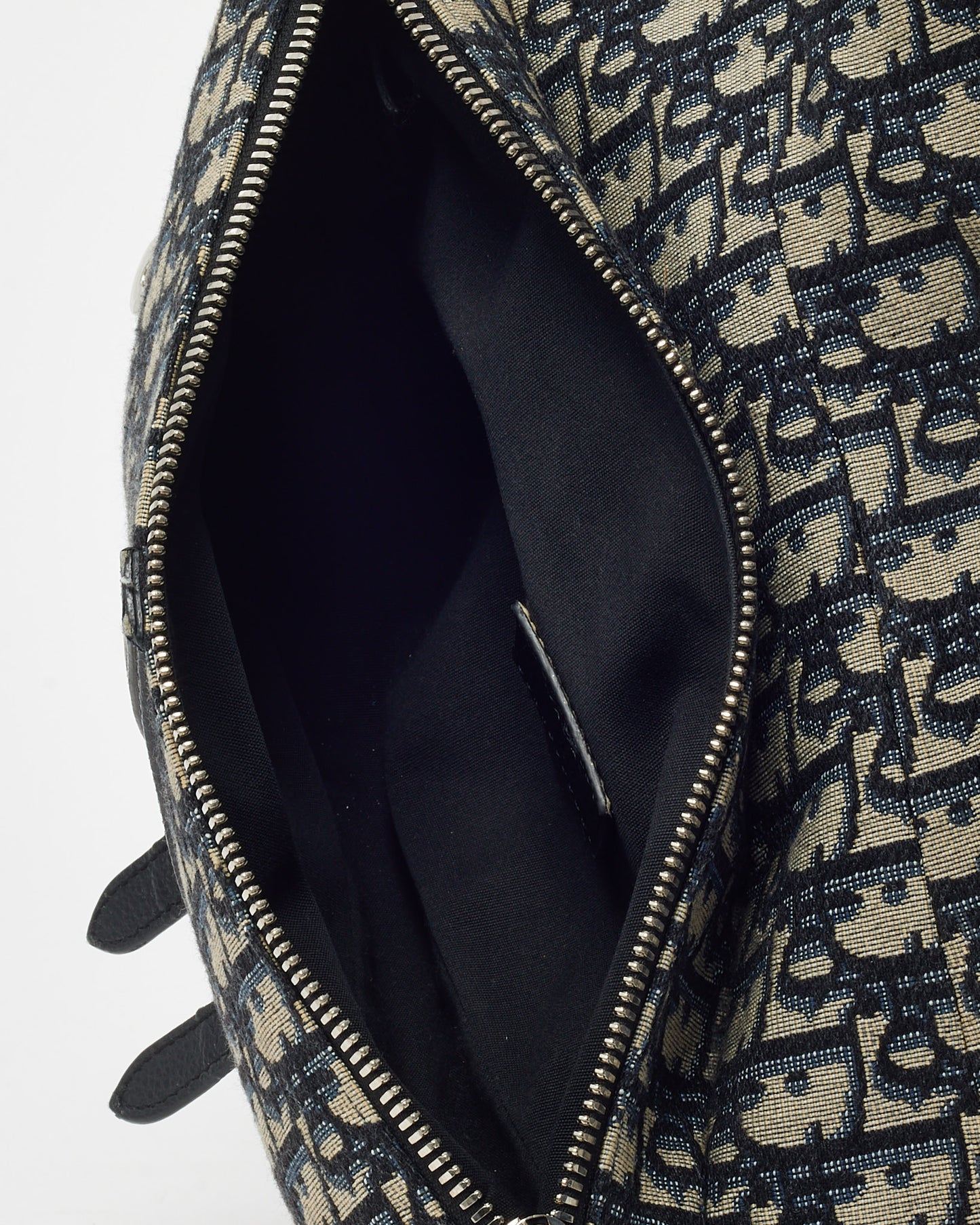 Dior Men's Beige and Black Dior Navy Oblique Jacquard Canvas Saddle Bag