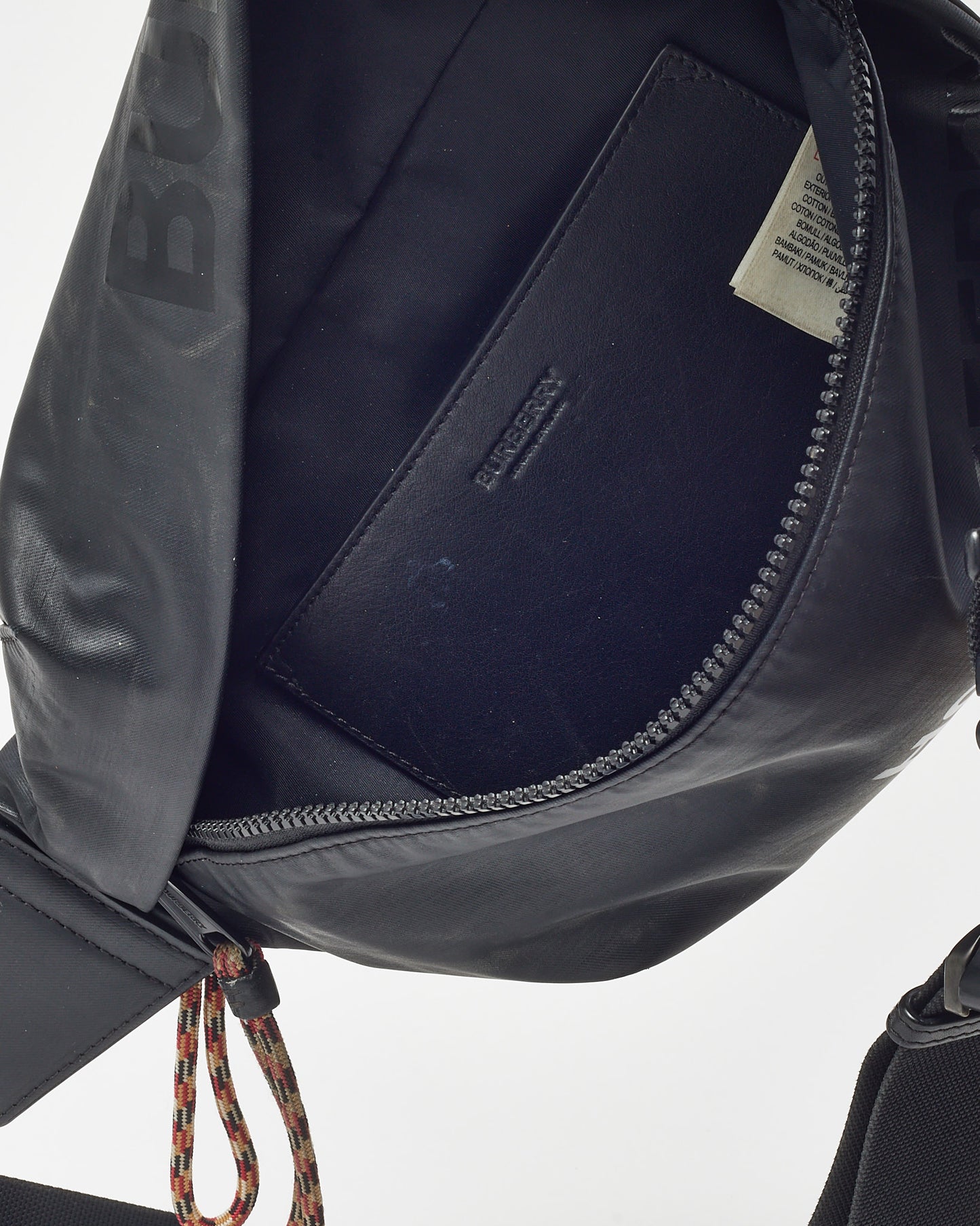 Burberry Black Waxed Cotton Coated Canvas Horseferry Print Sonny Bum Bag