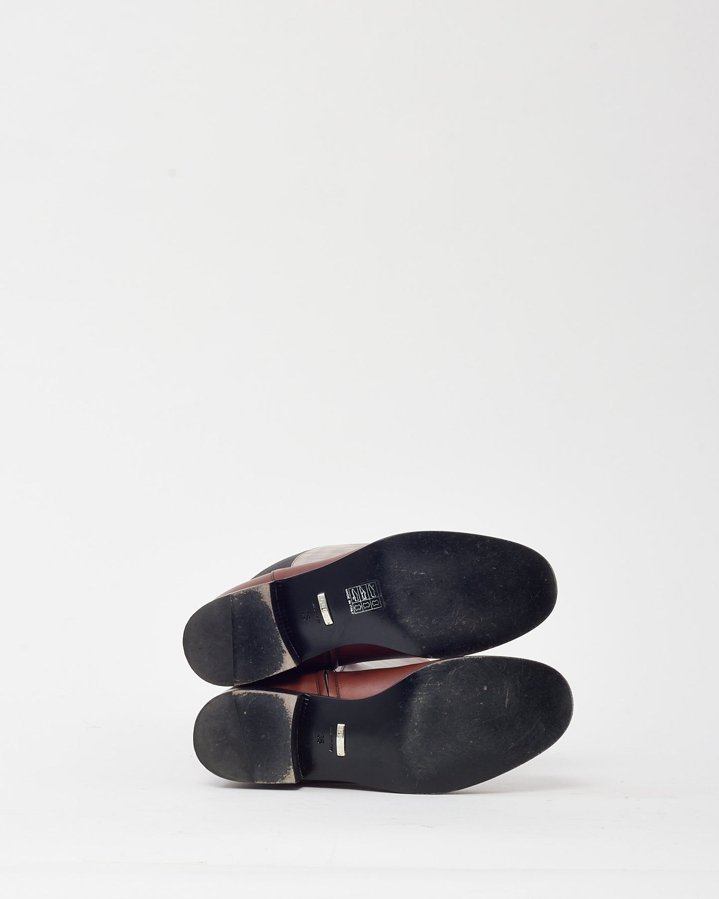 Gucci Brown Leather and Black Elastic Knee-High Riding Boots - 36