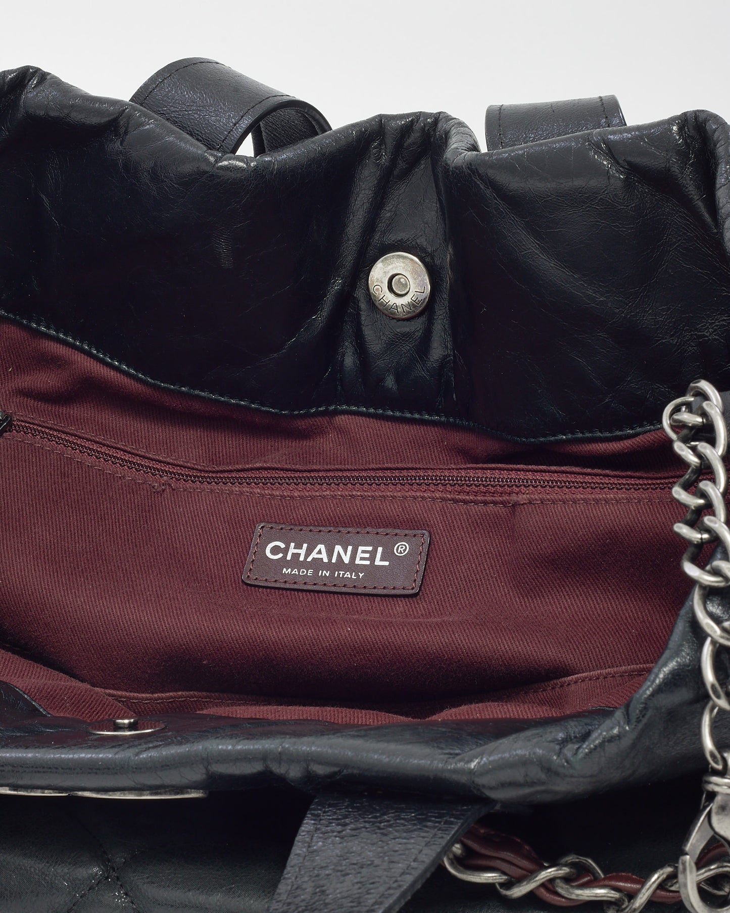Chanel Black Distressed Calfskin Leather "In The Mix" 2Way Tote Bag