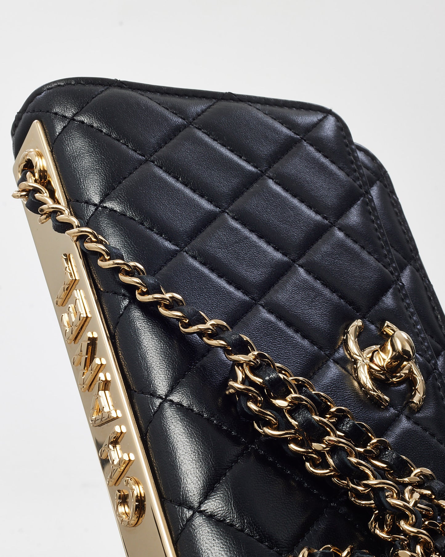 Chanel Black Lambskin Quilted Leather Trendy WOC Wallet on Chain Crossbody Bag GHW