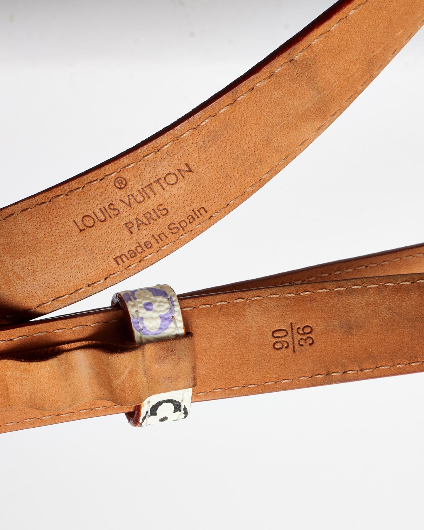 Louis Vuitton Murakami White Monogram Multicolor Gold Buckle Belt - 90/36