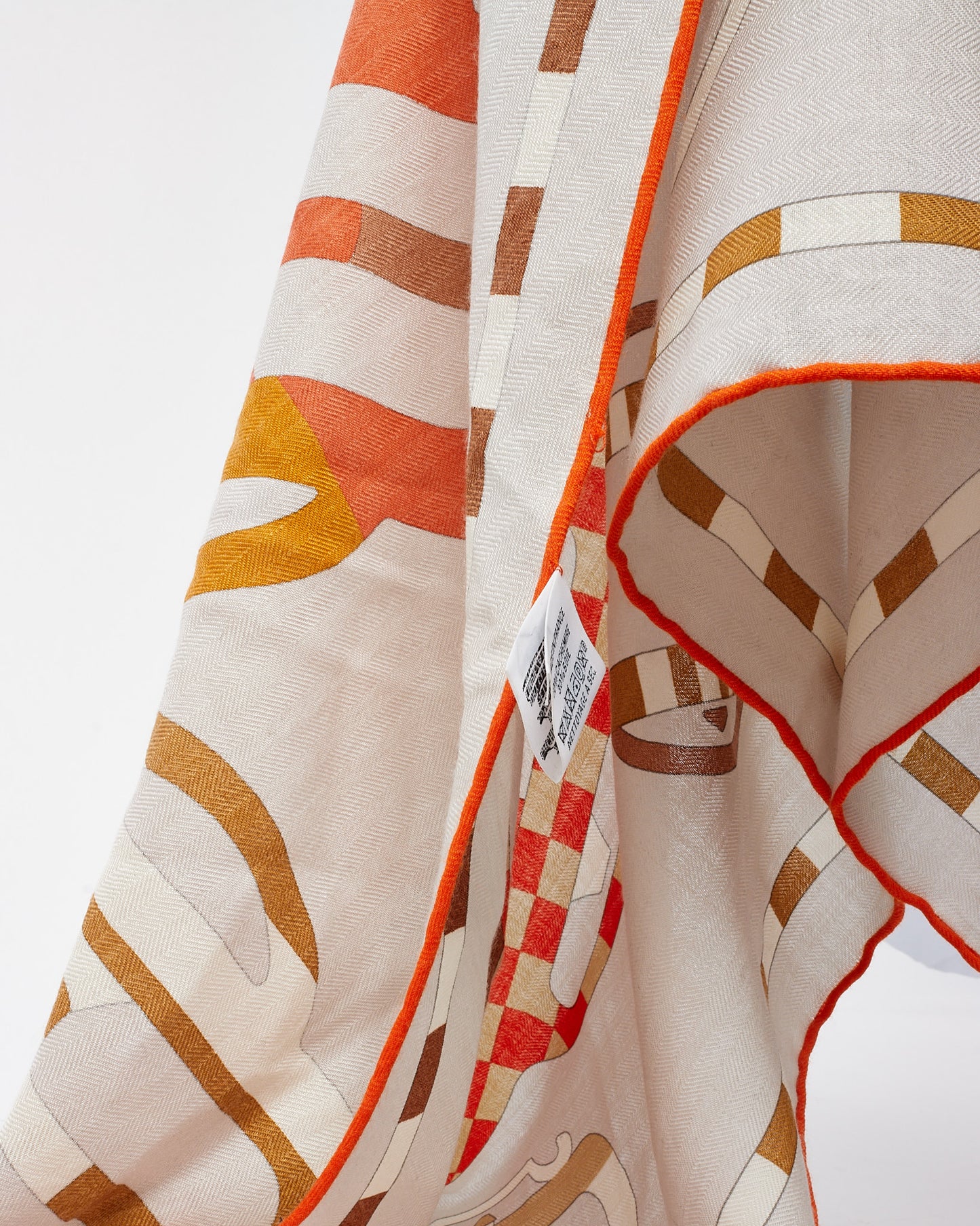 Hermès Grey/Orange/Multi Cashmere and Silk Bouclerie Moderne en Casaques Giant Triangle Scarf