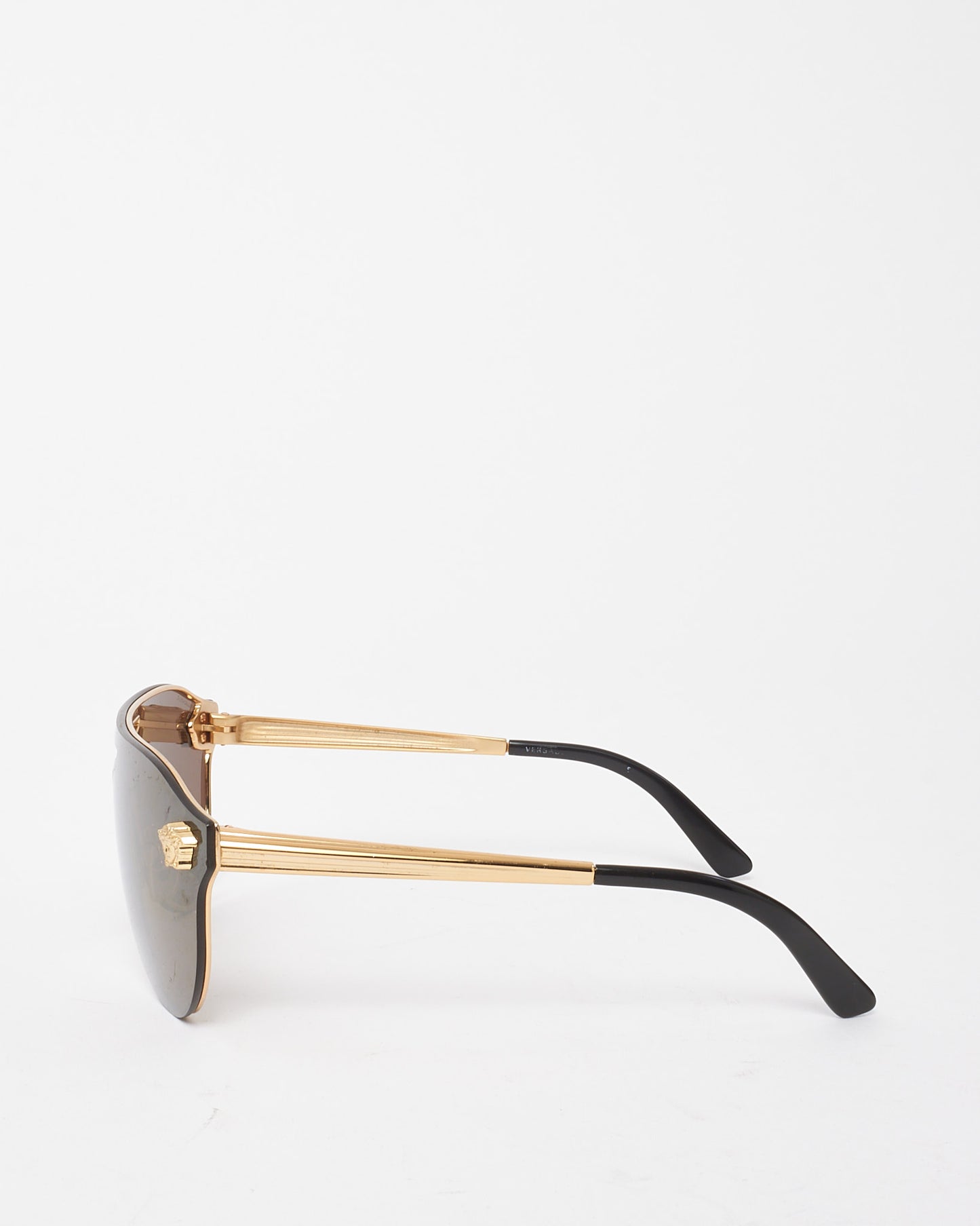 Versace Bronze Gold Mirrored Medusa Head Shield Aviator MOD2161 Sunglasses