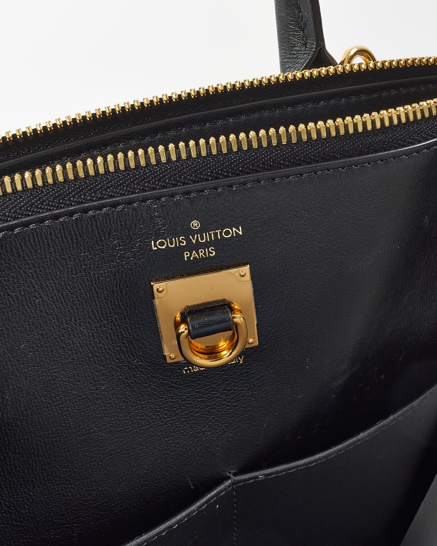 Louis Vuitton Black Calfskin Golden Light MM City Steamer Bag