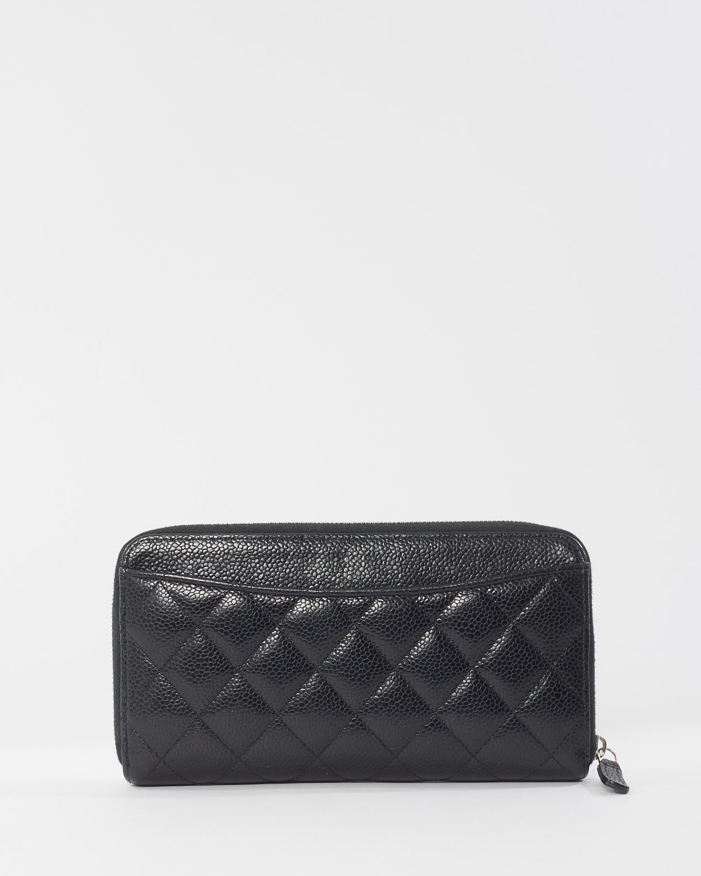 Chanel Black Quilted Caviar Leather Classic Long Zipped Wallet