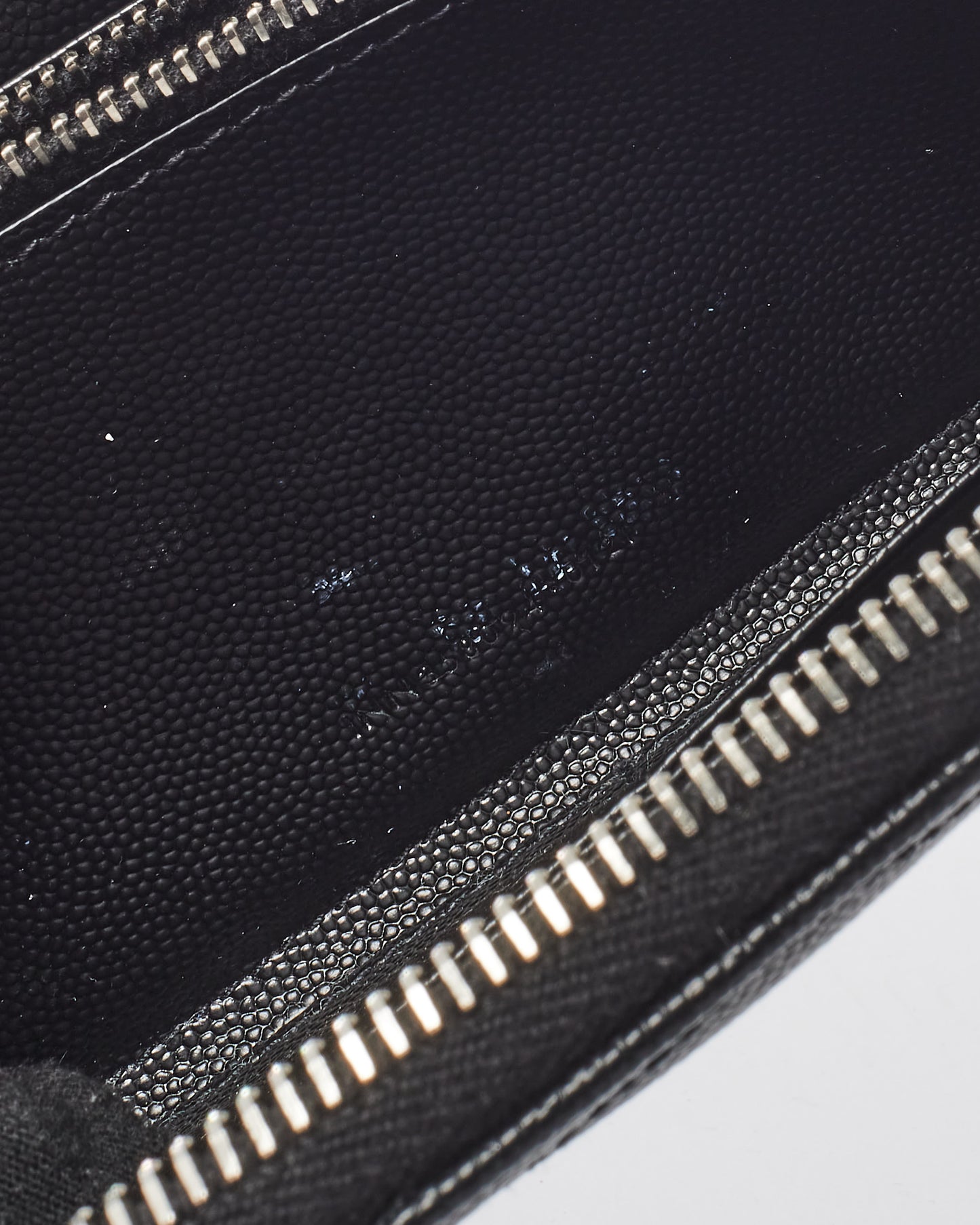 Saint Laurent Black Grain De Poudre Matelassé Cassandre Logo Zip Around Wallet