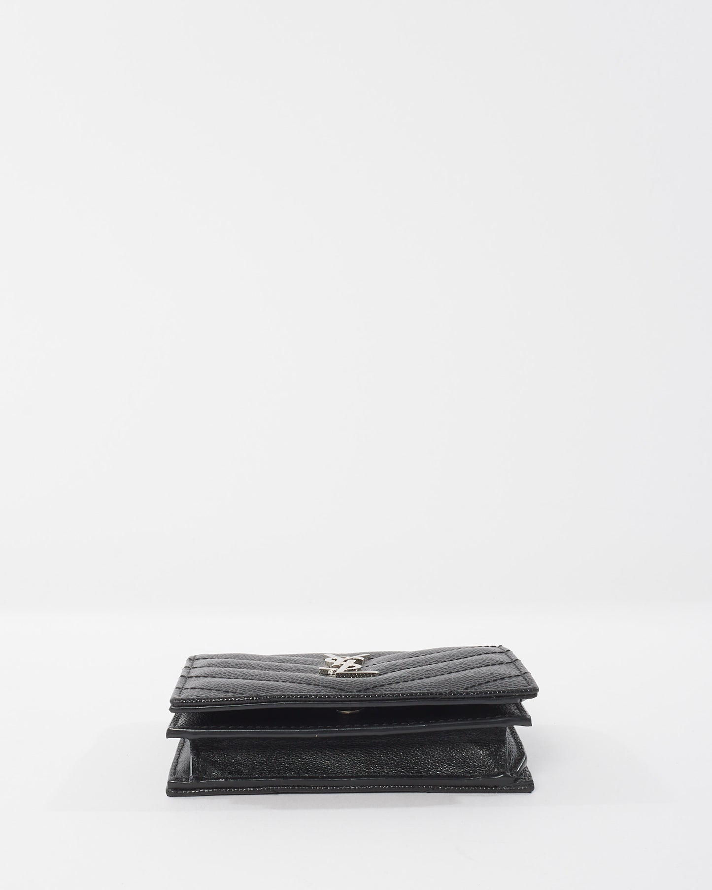 Saint Laurent Black Leather Cassandre Logo Bi Fold Wallet